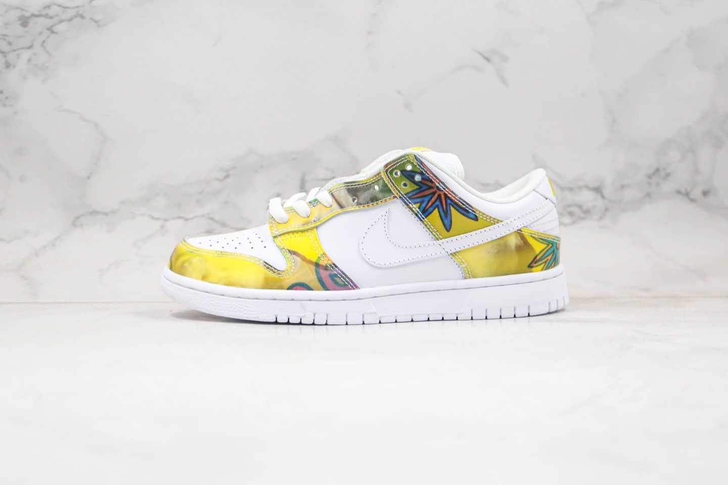 耐克Nike Dunk Low Pro SB De La Soul1纯原版本低帮SB DUNK板鞋太阳花向日葵涂鸦白黄绿色原楦头纸板打造 (ID:49141) - 图片1