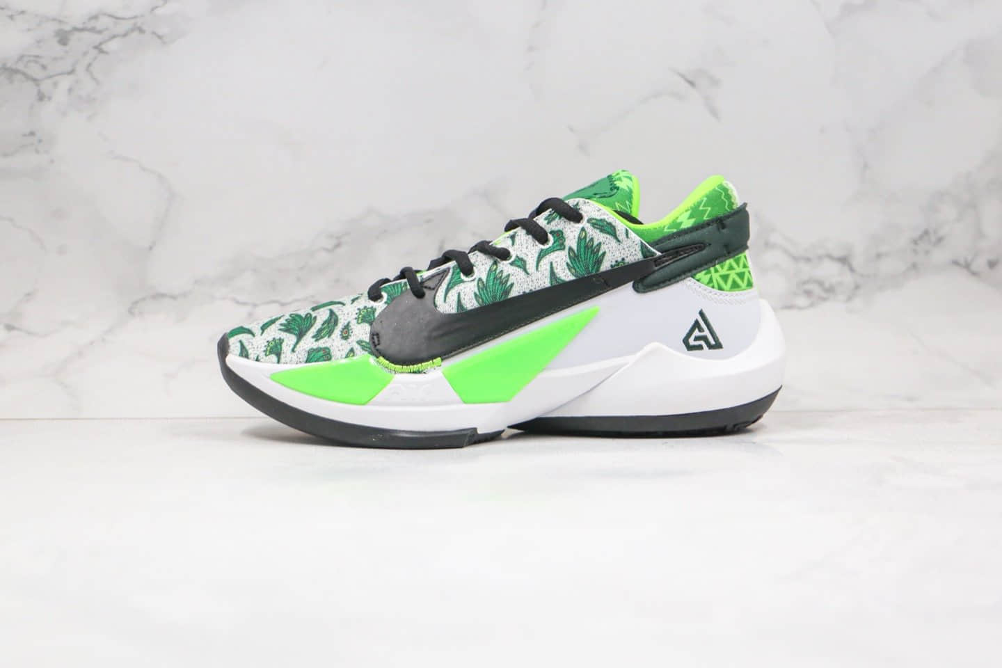 耐克Nike Zoom Freak 2纯原版本字母哥二代篮球鞋黑绿色支持实战原盒原标 (ID:49253) - 图片1