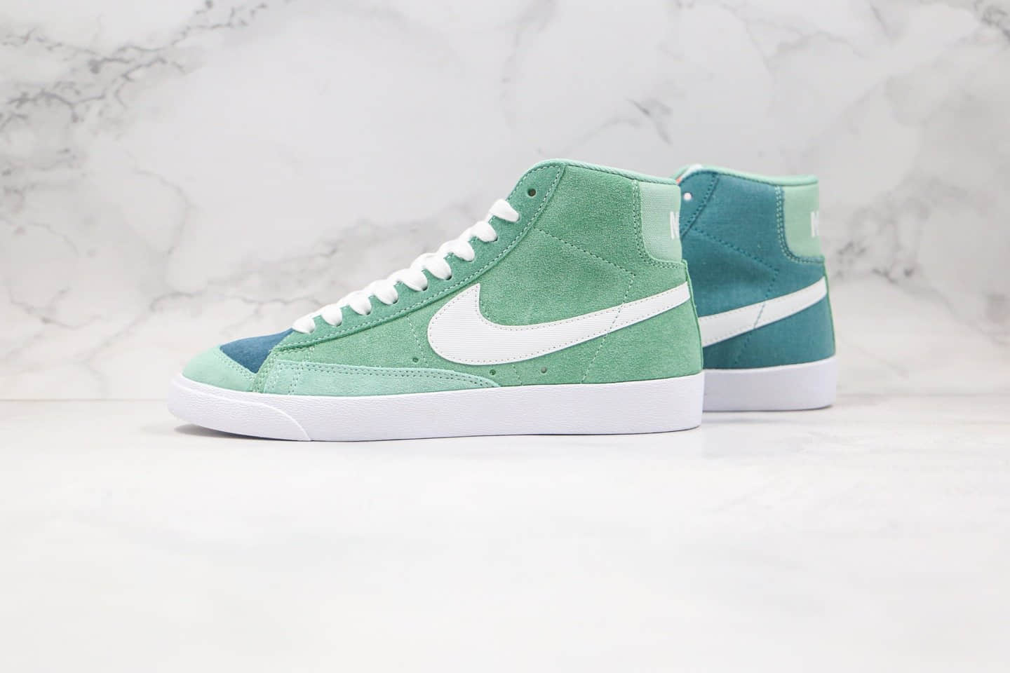 耐克Nike Blazer Mid 77 Vintage纯原版本中帮开拓者蒂芙尼蓝绿色鸳鸯板鞋正确鞋面材质 货号:CZ4609-300