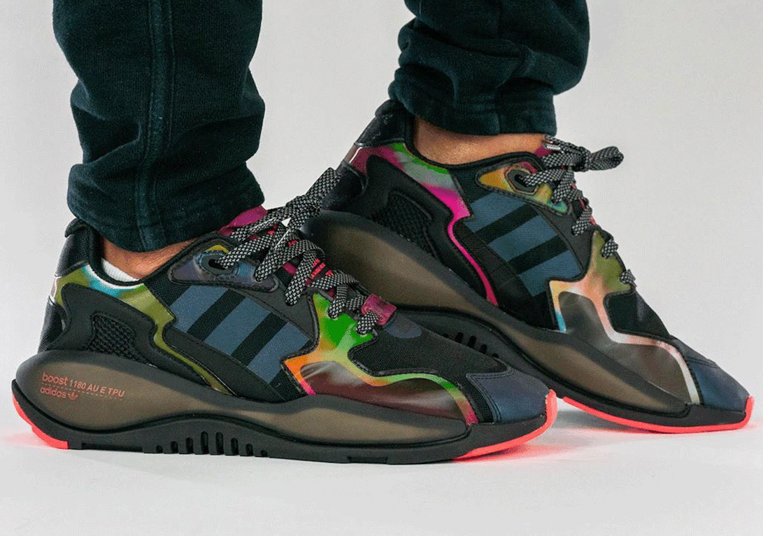 炫彩3M反光鞋面!atmos x adidas ZX 1180 Boost联名首度曝光! 货号:FY9811