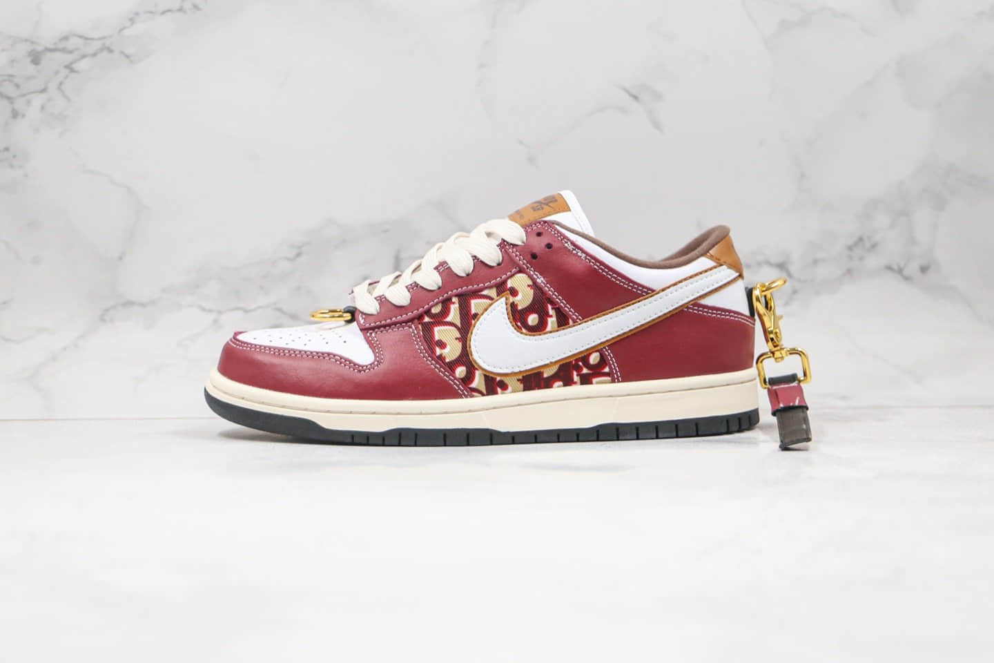耐克Nike Dunk Low Pro 2020 x Dior迪奥联名款纯原版本低帮白酒红色板鞋原档案数据开发原盒原标 (ID:49812) - 图片1