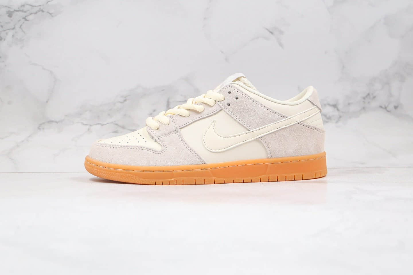 耐克Nike Dunk Low Pro 2020纯原版本低帮SB DUNK米白灰色生胶大底板鞋内置Zoom气垫 (ID:49909) - 图片1