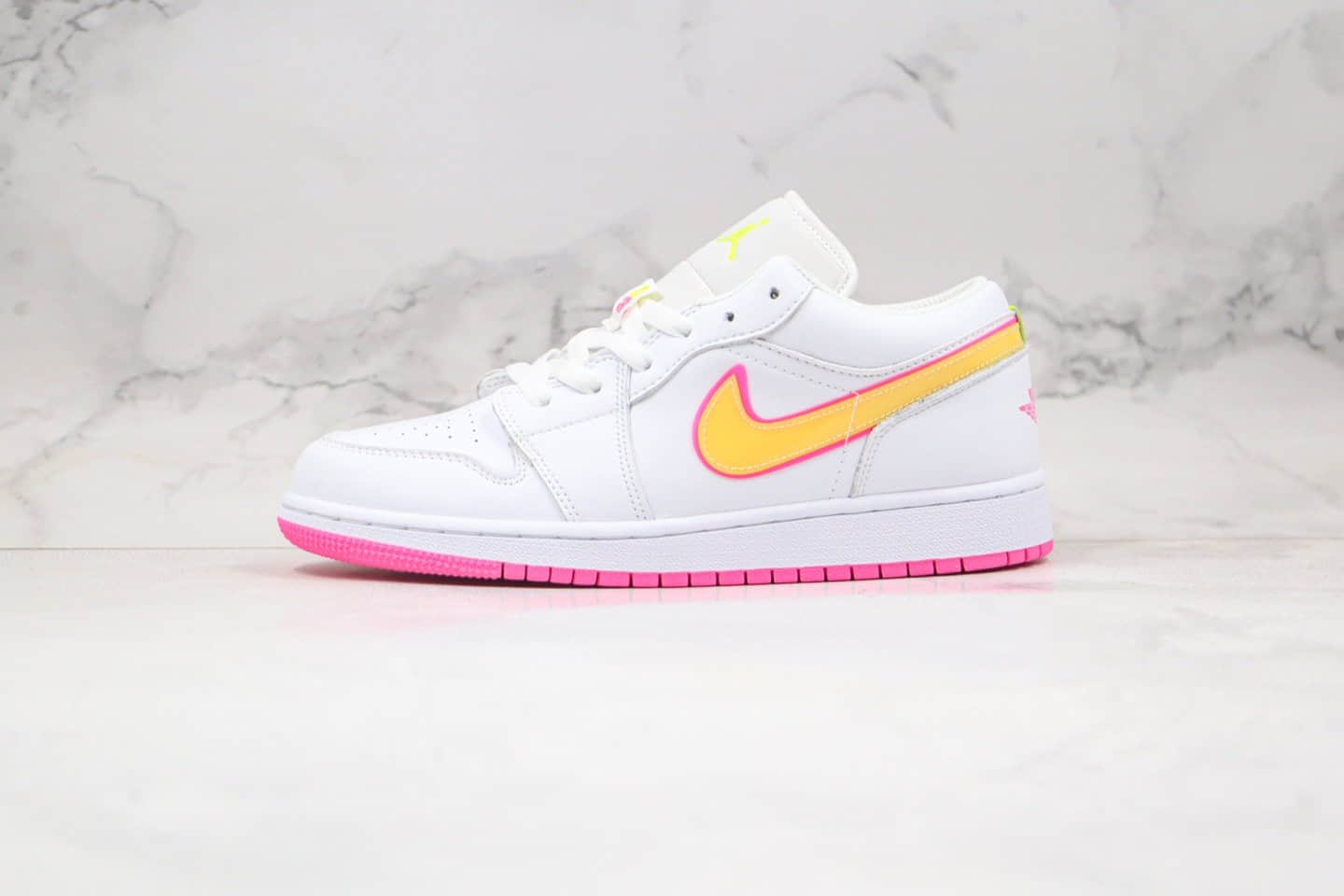 乔丹AIR JORDAN 1 MID EDGE GLOW GS纯原版本低帮AJ1白芒果粉色内置气垫原盒原标 (ID:50147) - 图片1