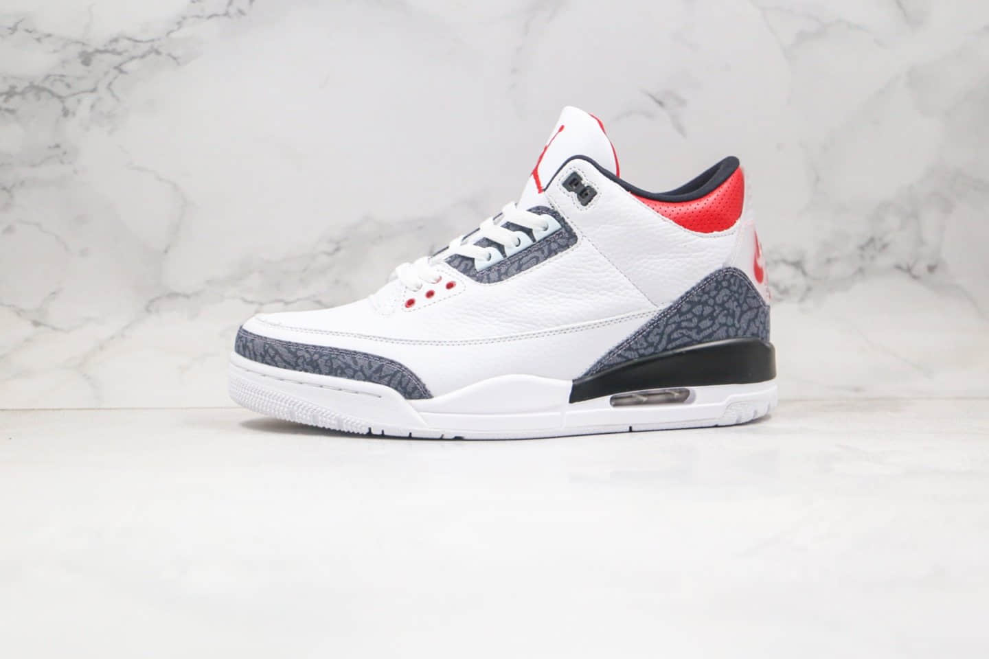 乔丹Air Jordan 3 SE DNM Fire Red纯原版本牛仔拼接白黑红色拼色AJ3篮球鞋原盒原标 (ID:50250) - 图片1