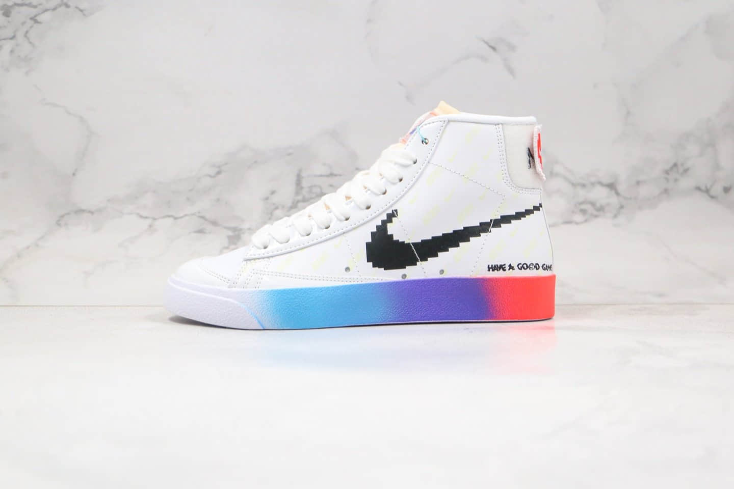 耐克Nike Blazer Mid ’77 Vintage Have A Good Game纯原版本中帮开拓者OW联名款电玩系列数码钩炫彩渐变白彩虹色板鞋原鞋开模一比一打造 货号:DC3280-101
