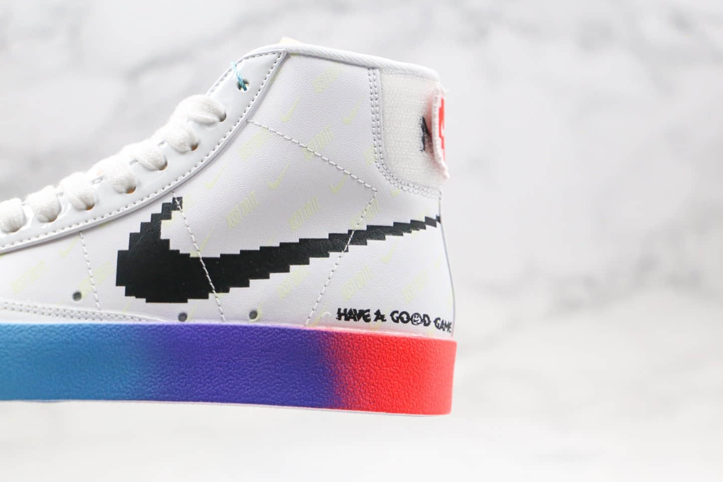 耐克Nike Blazer Mid ’77 Vintage Have A Good Game纯原版本中帮开拓者OW联名款电玩系列数码钩炫彩渐变白彩虹色板鞋原鞋开模一比一打造 货号:DC3280-101