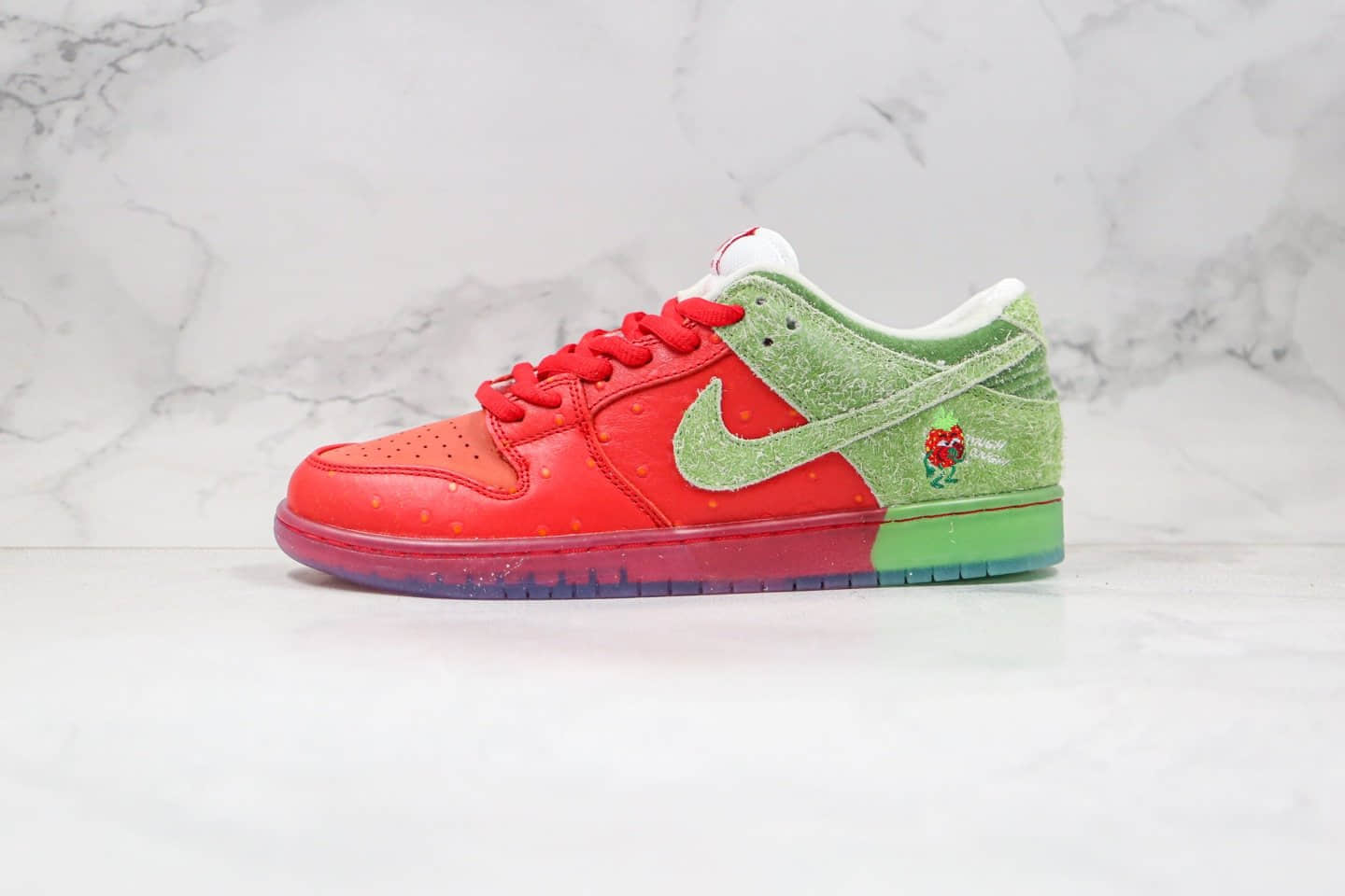 耐克Nike SB Dunk low strawberry cough纯原版本低帮SB板鞋咳嗽草莓红绿色拼接原盒原标 (ID:50724) - 图片1