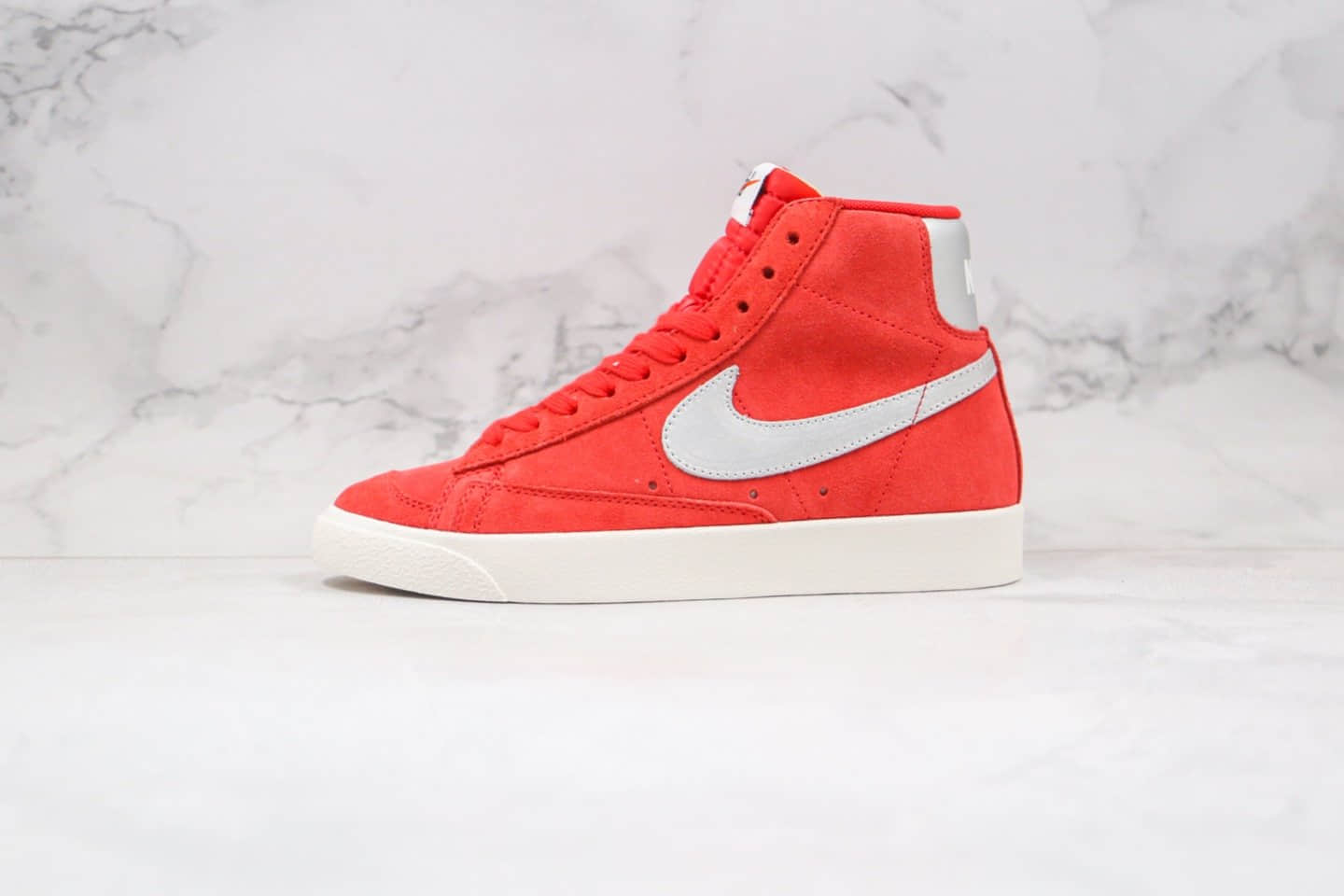 耐克Nike Blazer Mid Vintage公司级版本开拓者中帮翻毛皮板鞋红银色正确硫化工艺 (ID:50887) - 图片1