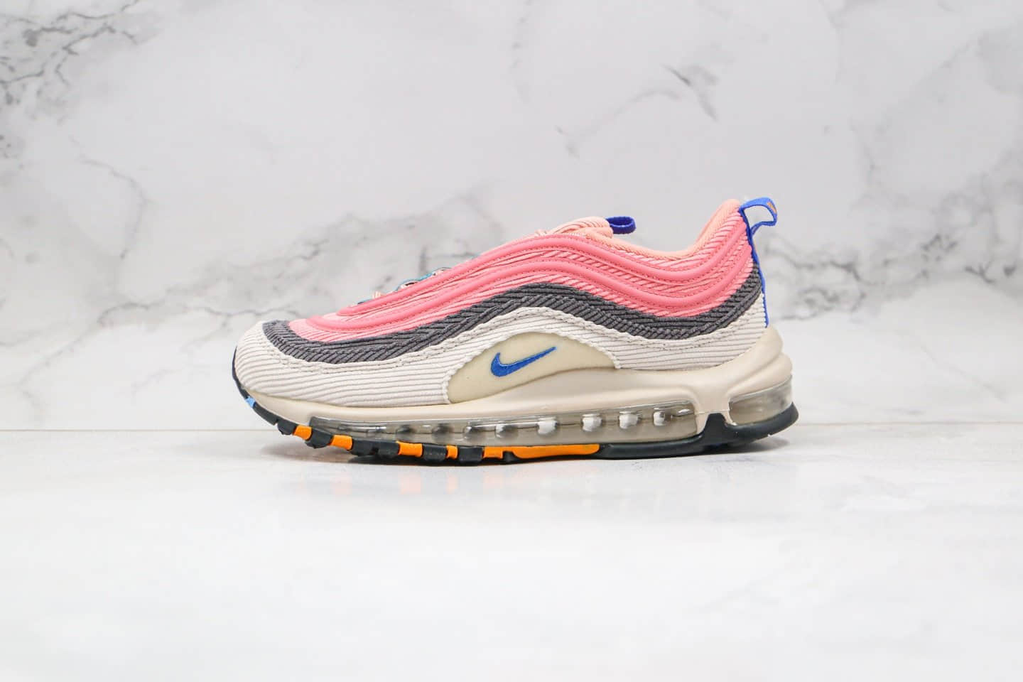 耐克Nike Air Max 97纯原版本子弹气垫鞋Max97灯芯绒款粉色内置真小潘气垫 (ID:50928) - 图片1