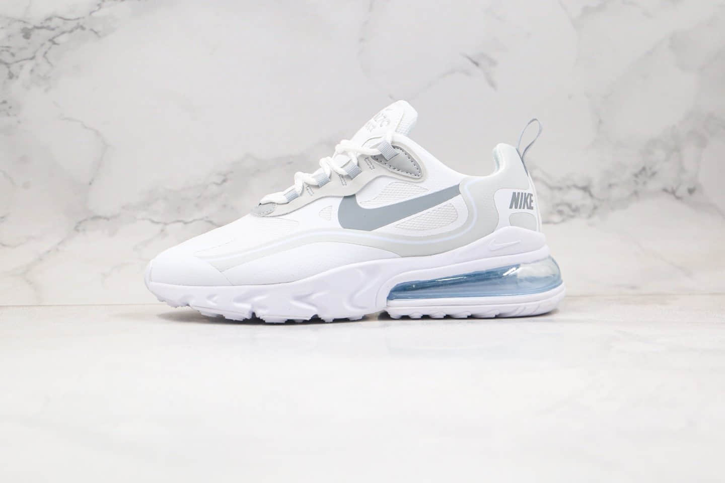 耐克Nike Air Max 270 React纯原版本气垫鞋Max270灰蓝色原盒原标正确鞋面颜色 (ID:51138) - 图片1