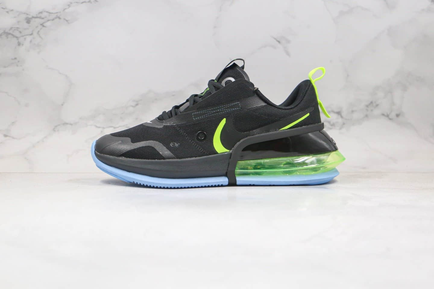 耐克Nike Air Technology公司级版本半掌气垫太空跑鞋黑绿蓝色正确可视气垫 (ID:52541) - 图片1