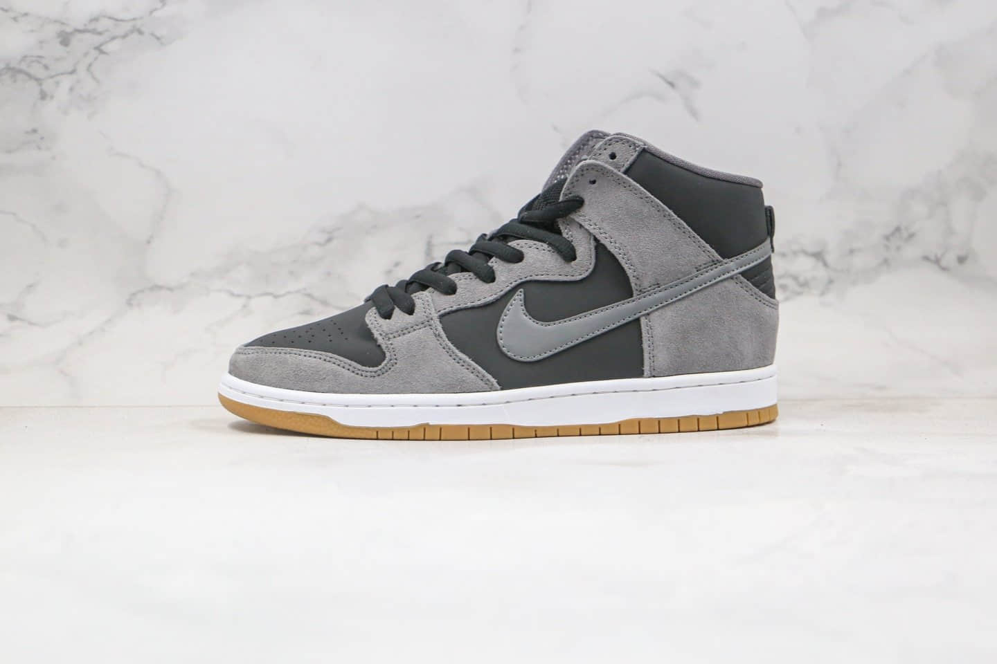 耐克Nike SB Zoom Dunk High Pro公司级版本高帮麂皮SB板鞋灰黑色原装原盒 (ID:52549) - 图片1