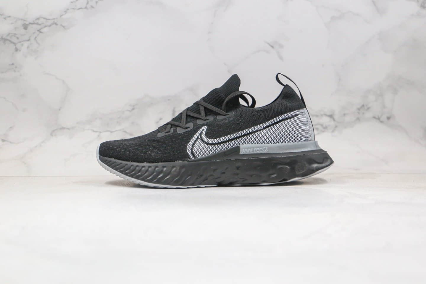 耐克Nike Epic React Flyknit纯原版本瑞亚编织超轻缓震跑步鞋黑灰色原纸板开发楦型 (ID:52633) - 图片1