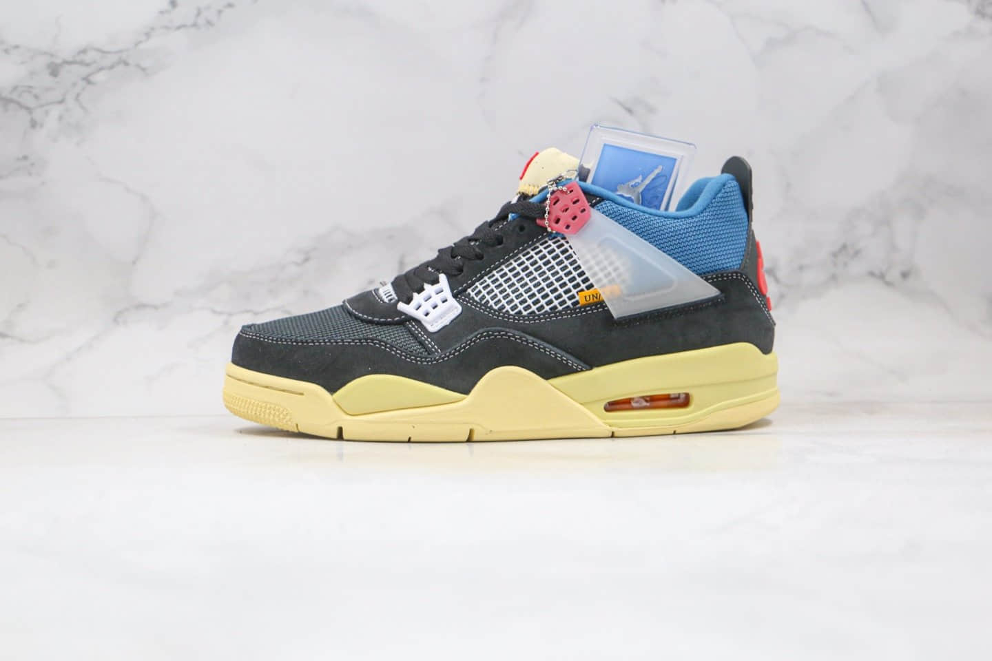 乔丹Air Jordan 4 Retro SP Off Noir x Union LA纯原版本洛杉矶联名款AJ4黑蓝红黄色篮球鞋原盒原标 (ID:53083) - 图片1