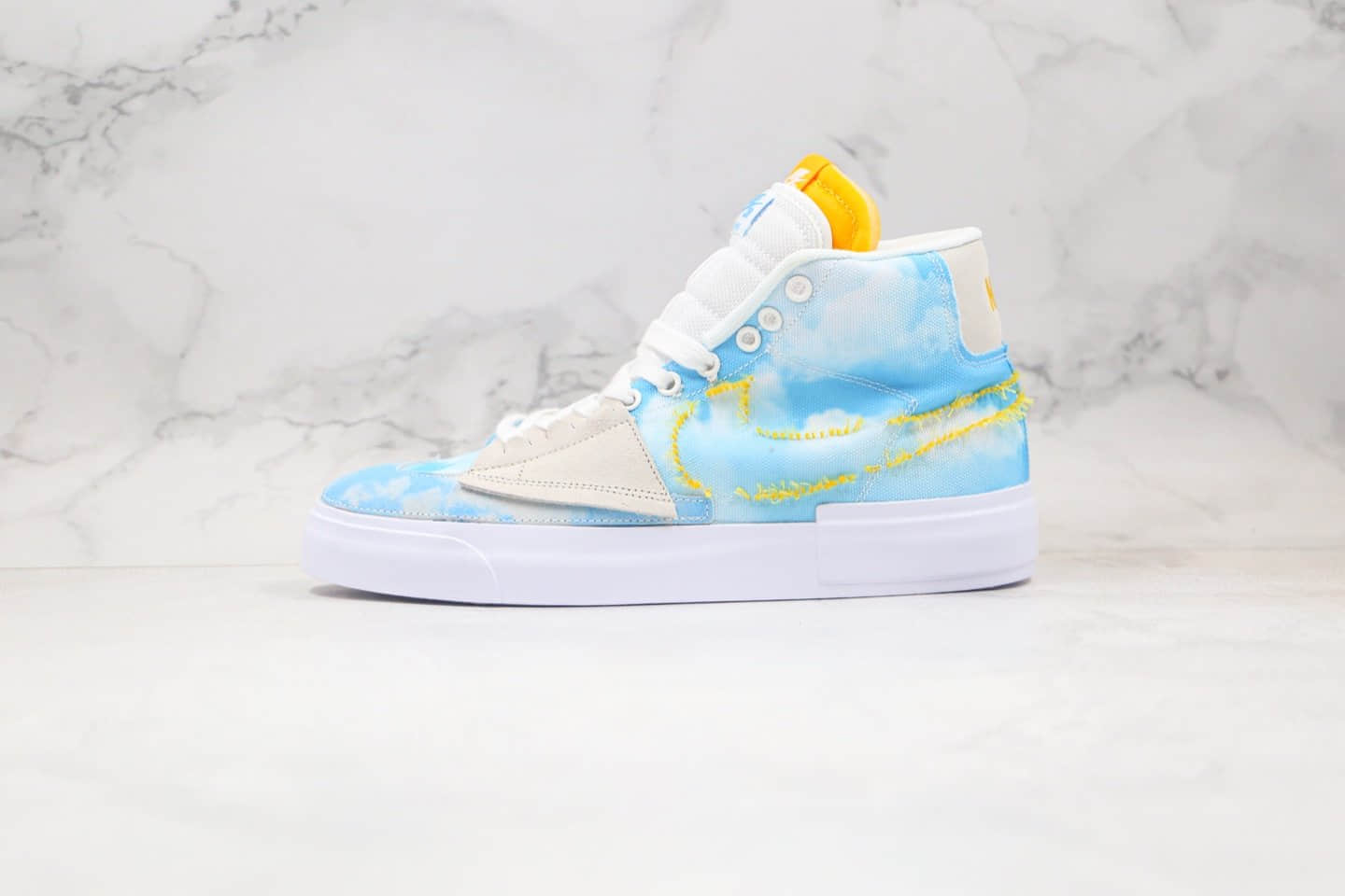 耐克Nike SB Zoom Blazer Mid EDGE纯原版本中帮拆线开拓者蓝天白云板鞋内置Zoom气垫 货号:CI3833-415