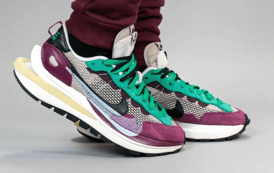 sacai x Nike VaporWaffle紫绿配色释出上脚图!今秋发售! 货号:DD3035-200
