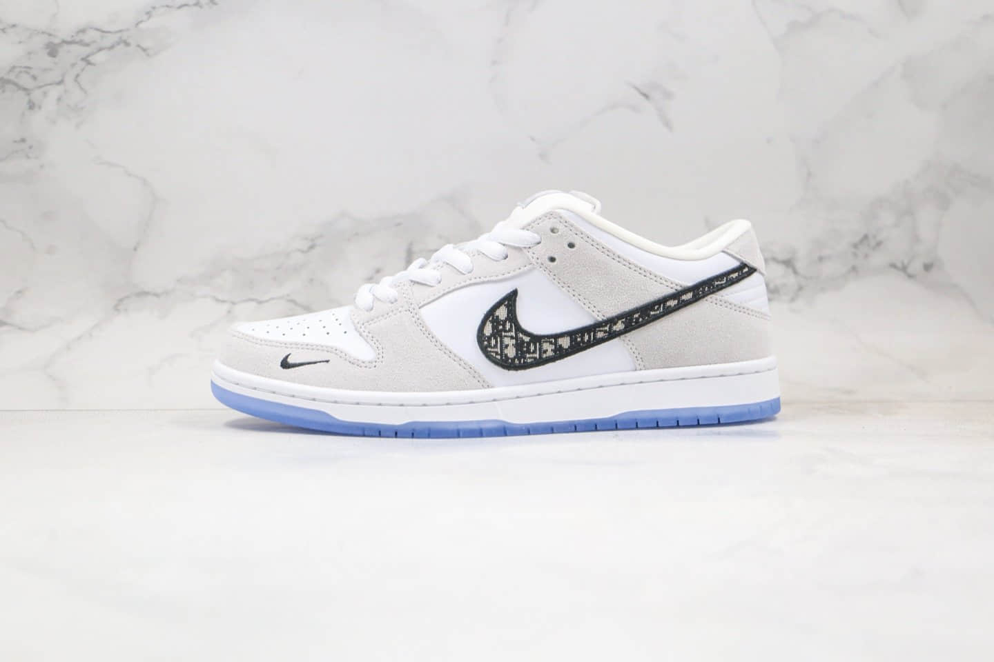 耐克Nike SB Dunk Low x Dior迪奥联名款纯原版本低帮SB DUNK板鞋白灰色内置Zoom气垫 (ID:53216) - 图片1