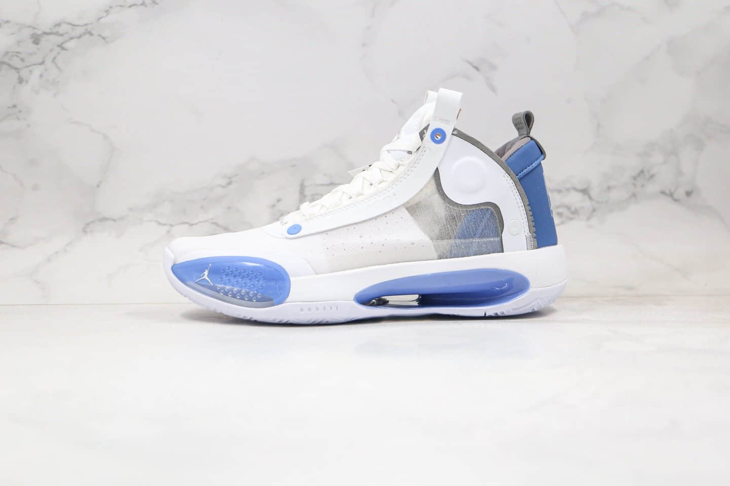 乔丹Air Jordan 34纯原版本AJ34实战篮球鞋白蓝色原装大盒正确过胶 货号:BQ3381-104