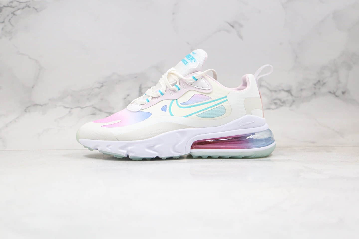 耐克Nike Air Max 270 React纯原版本气垫慢跑鞋白蓝紫色区别市面错误版本 (ID:53766) - 图片1