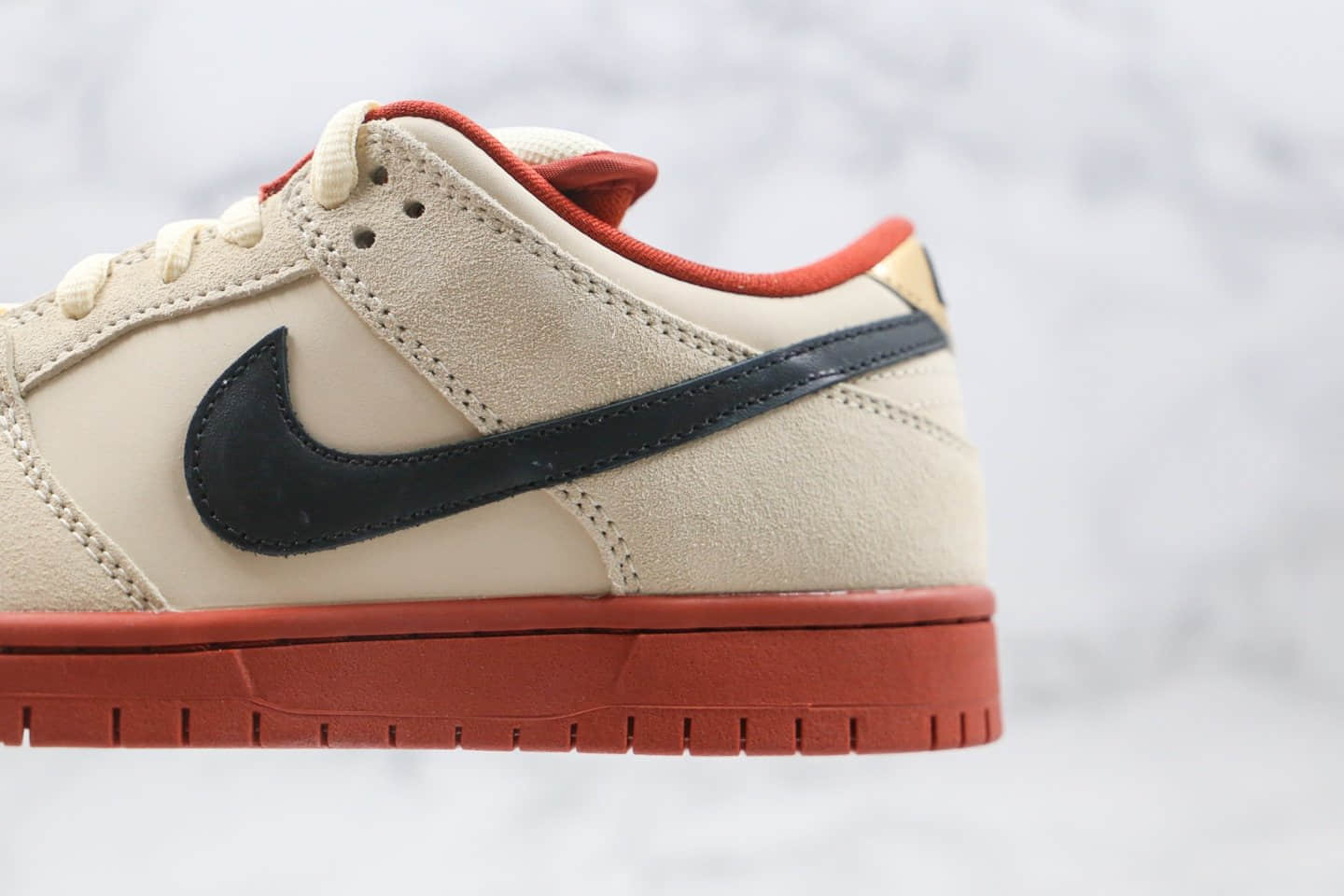 耐克Nike SB Dunk Low Muslin纯原版本低帮SB DUNK招财猫米白红黑色板鞋内置Zoom气垫 货号:BQ6817-100