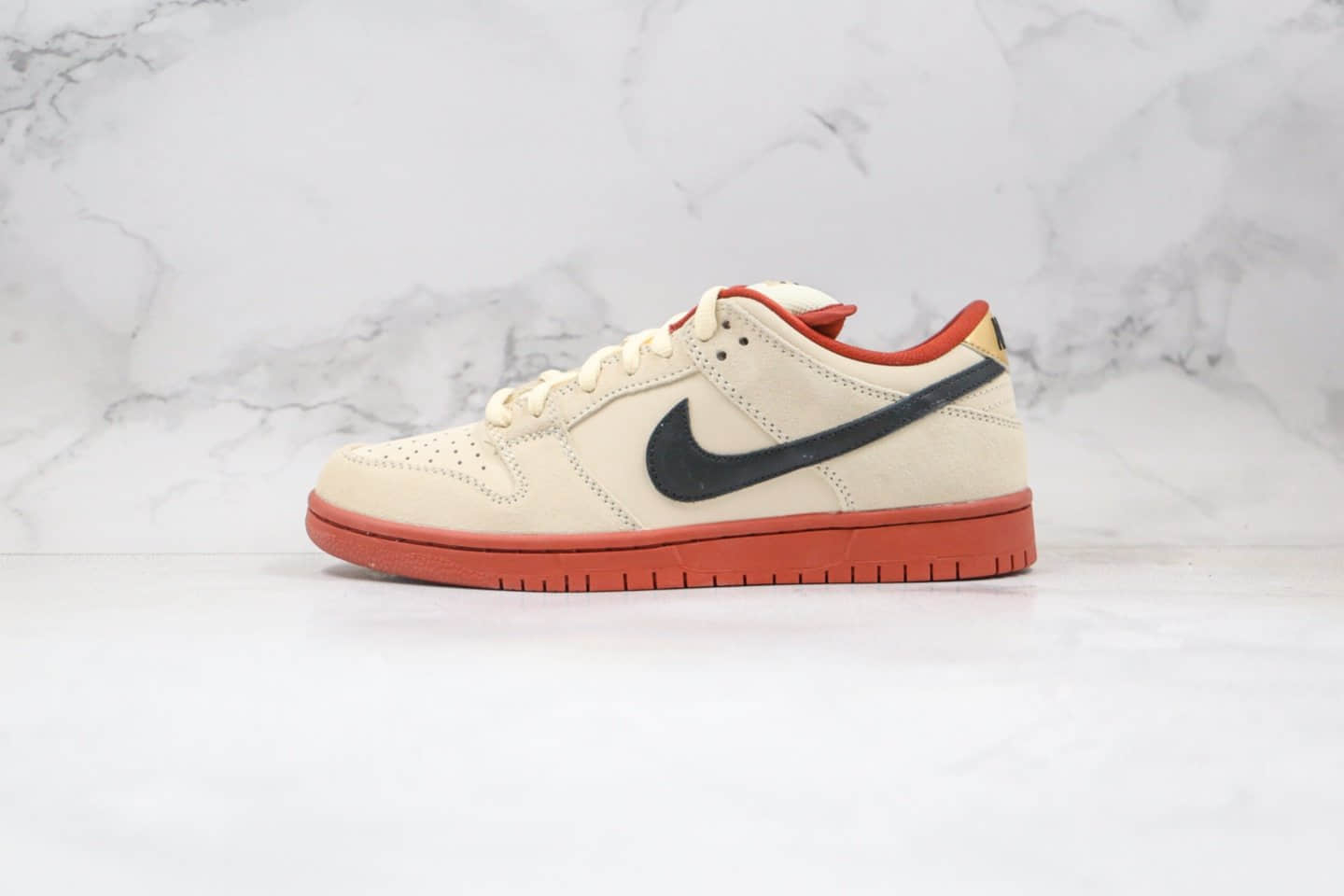 耐克Nike SB Dunk Low Muslin纯原版本低帮SB DUNK招财猫米白红黑色板鞋内置Zoom气垫 货号:BQ6817-100