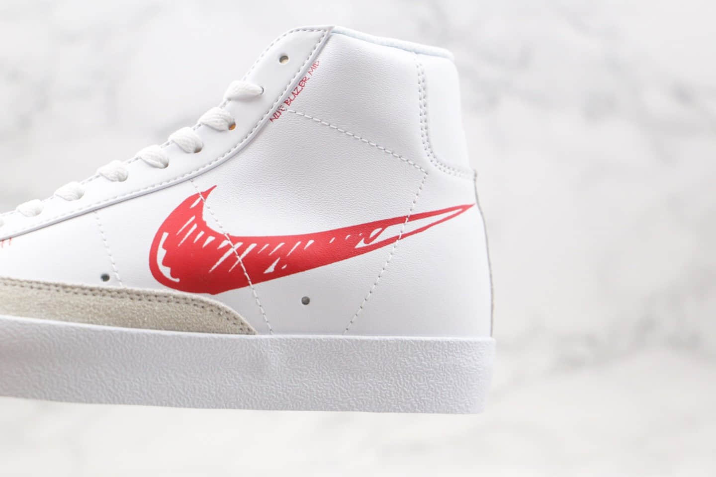 耐克Nike Blazer Mid纯原版本中帮开拓者二次元手稿涂鸦白红色板鞋原档案数据开发 货号:CW7580-100
