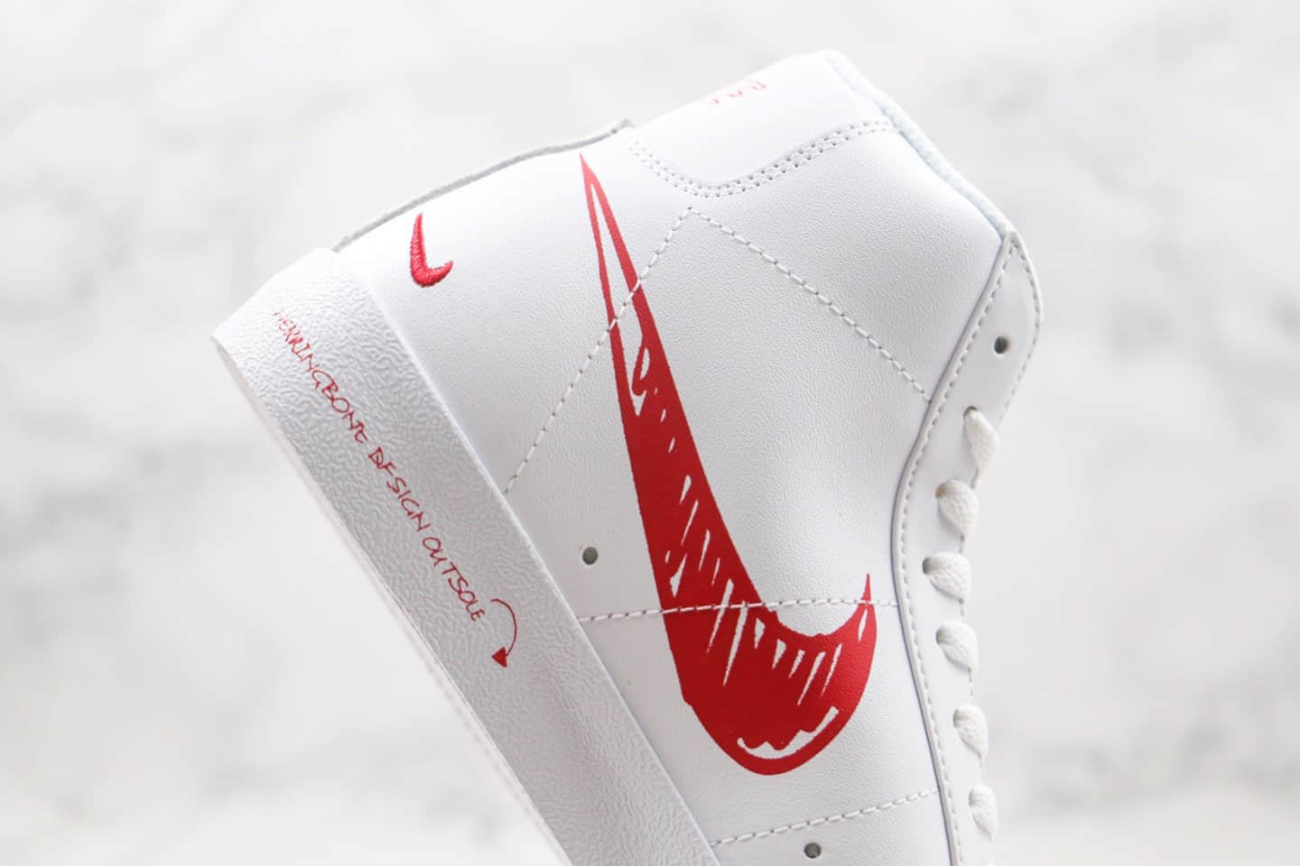 耐克Nike Blazer Mid纯原版本中帮开拓者二次元手稿涂鸦白红色板鞋原档案数据开发 货号:CW7580-100