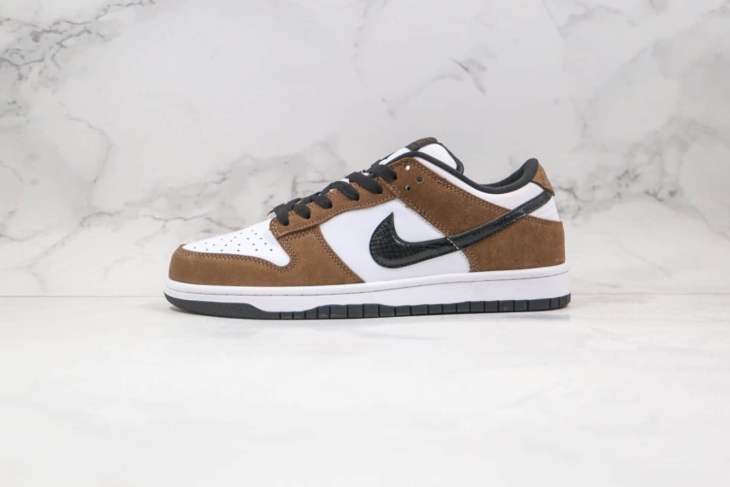 耐克Nike SB Dunk Low SP Trail End Brown纯原版本低帮SB DUNK棕白色蛇纹板鞋内置后跟Zoom气垫 (ID:54705) - 图片1