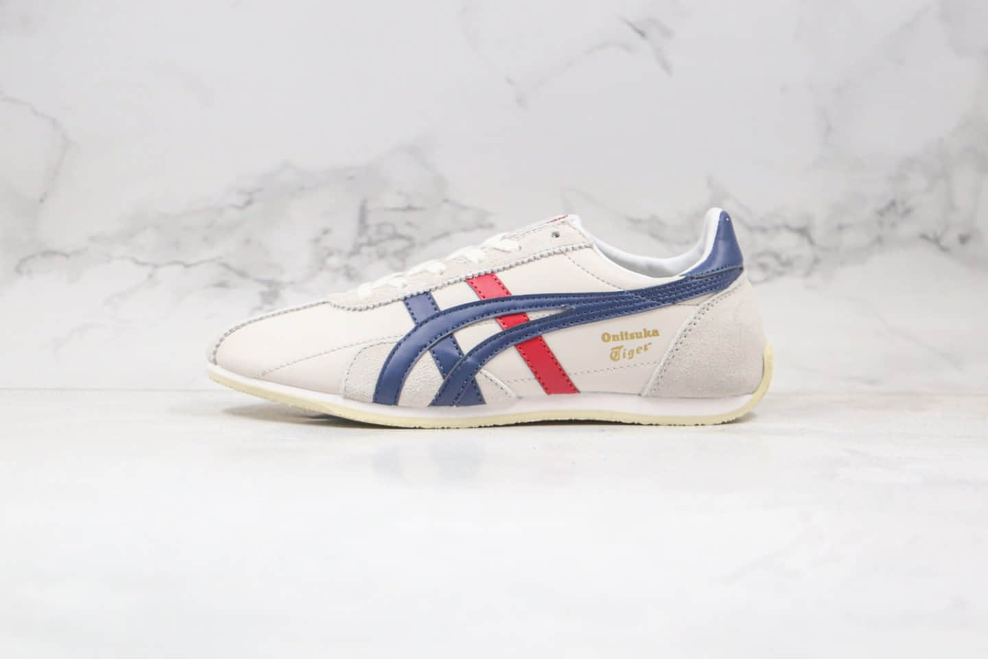 亚瑟士Asics onitsuka tiger纯原版本鬼冢虎阿甘鞋白藏蓝色慢跑鞋原盒原标 货号:TH201L-9950