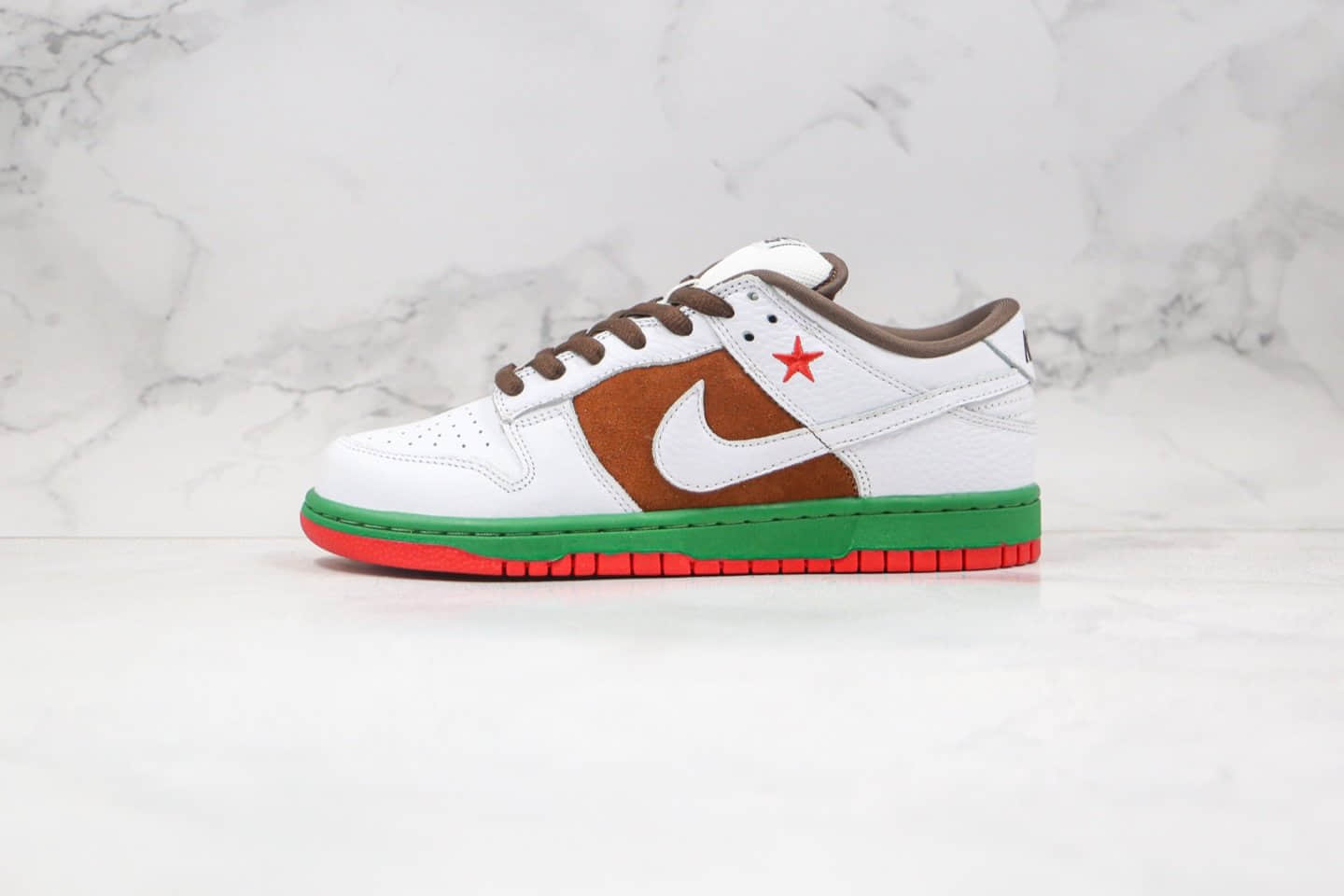 耐克Nike Dunk Low Pro SB CALI纯原版本低帮SB DUNK加州元年限定白棕红绿色板鞋内置后跟Zoom气垫 货号:304292-211