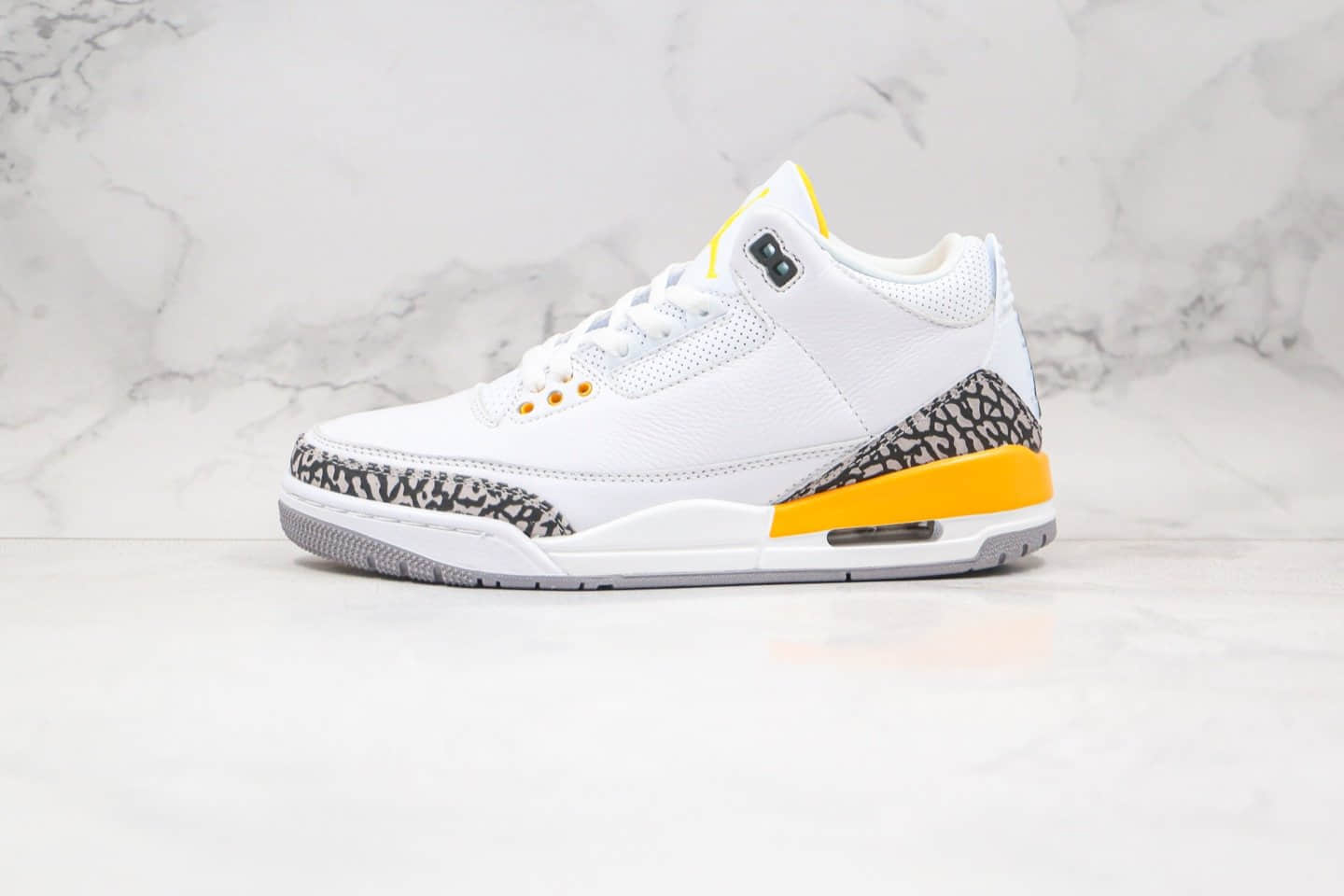 乔丹Air Jordan 3 WMNS Laser Orange纯原版本白黄色爆裂纹AJ3篮球鞋正确后跟定型 (ID:55011) - 图片1