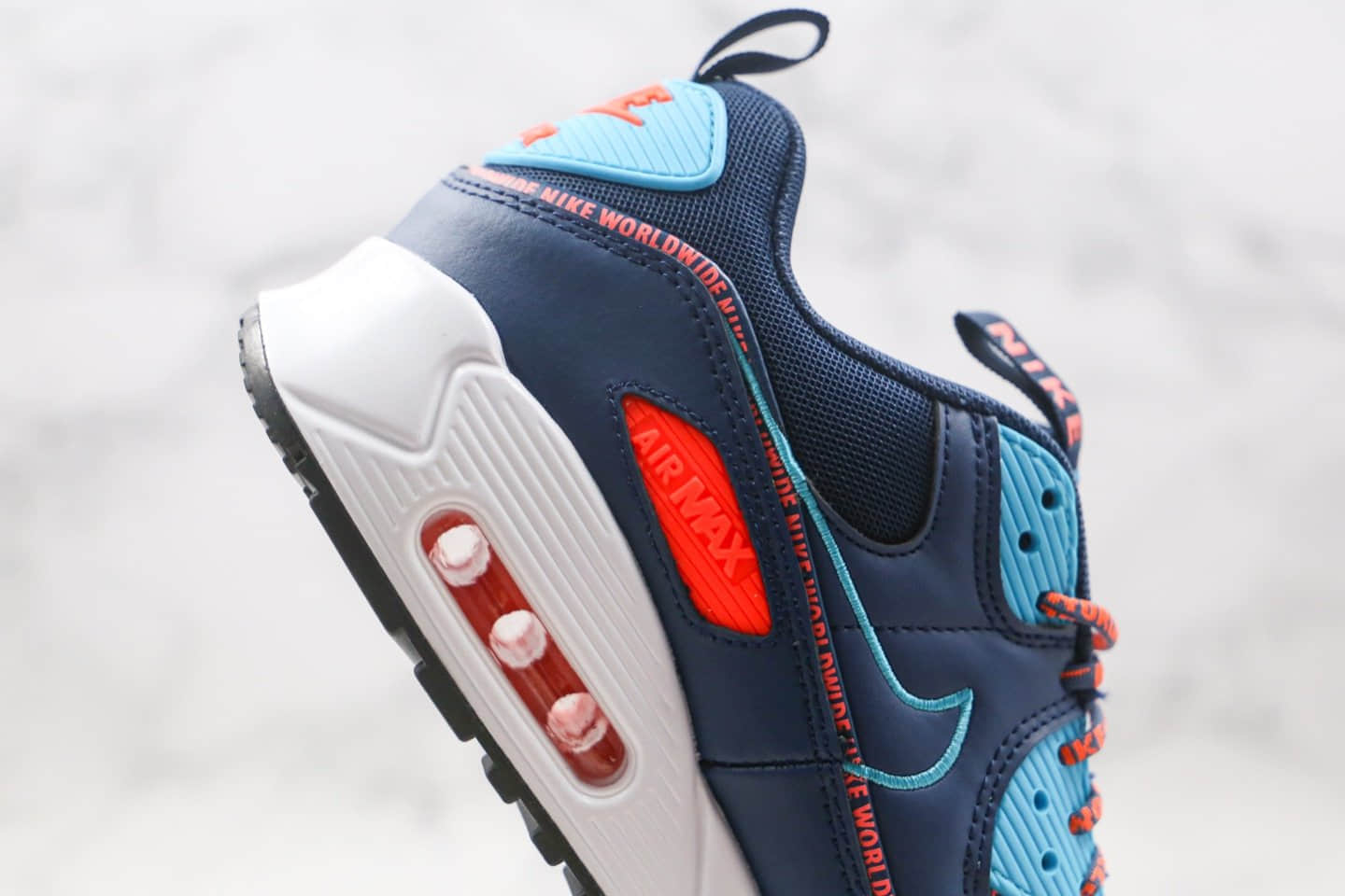 耐克Nike Air Max 90 SE2 GS纯原版本复古气垫慢跑鞋Max90蓝橙色原鞋开模一比一打造 货号:CV7665-004
