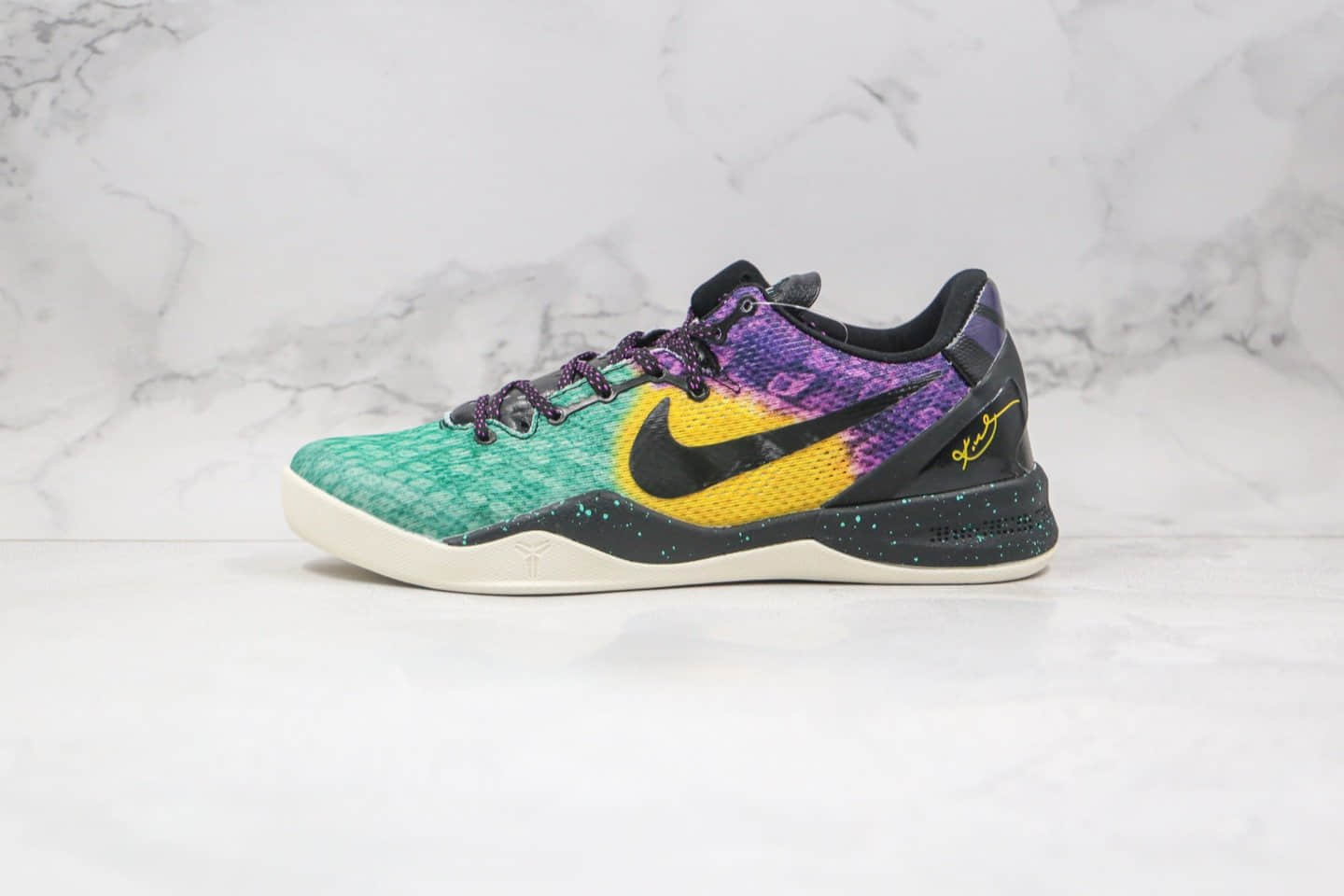 耐克Nike Kobe 8 System纯原版本科比8代复活节彩蛋蛇纹黑紫黄绿色篮球鞋内置气垫支持实战 (ID:55990) - 图片1