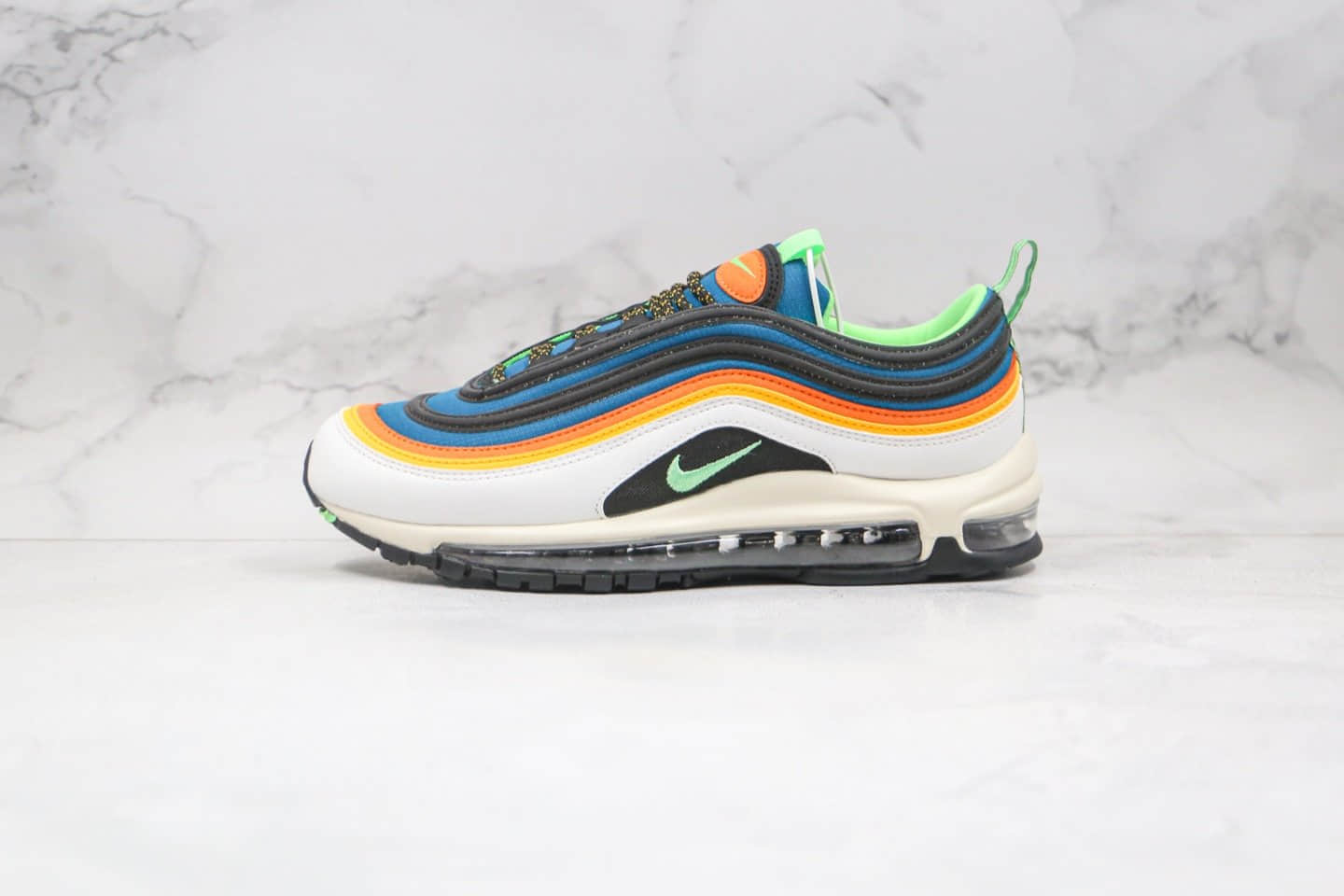 耐克Nike Air Max 97纯原版本子弹头Max97气垫鞋白橙蓝色原盒原标原档案数据开发 (ID:56276) - 图片1