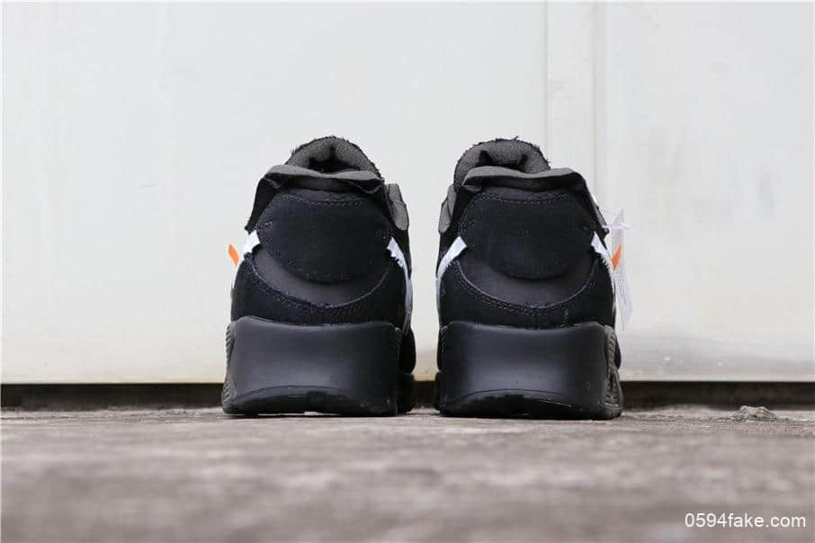 耐克联名款Off-White x Nike Air Max 90 2.0黑白公司级牛巴革鞋身搭配网格面材质 货号:AA7293-001