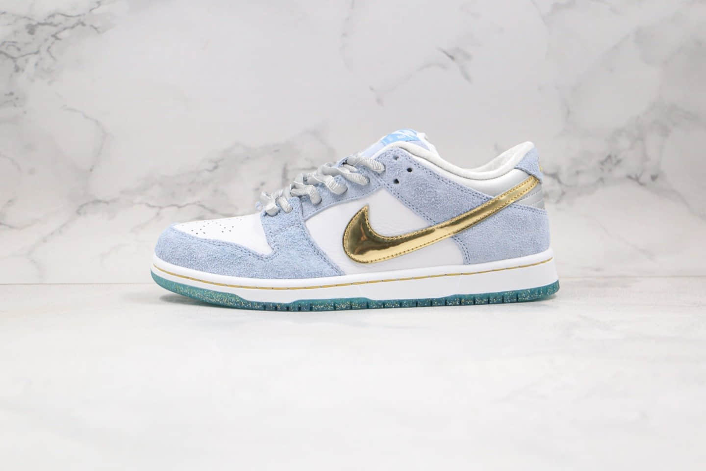 耐克Nike SB Dunk Low Pro QS x Sean Cliver联名款纯原版本低帮SB DUNK浅蓝金色板鞋内置Zoom气垫 (ID:56521) - 图片1