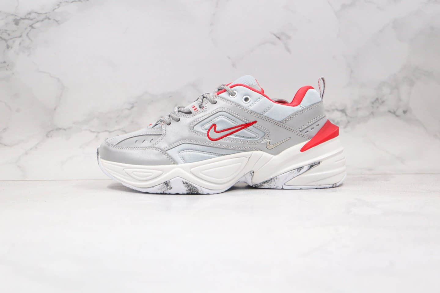 耐克Nike M2K Tekno纯原版本复古老爹鞋M2K灰红色原盒原标 (ID:56724) - 图片1