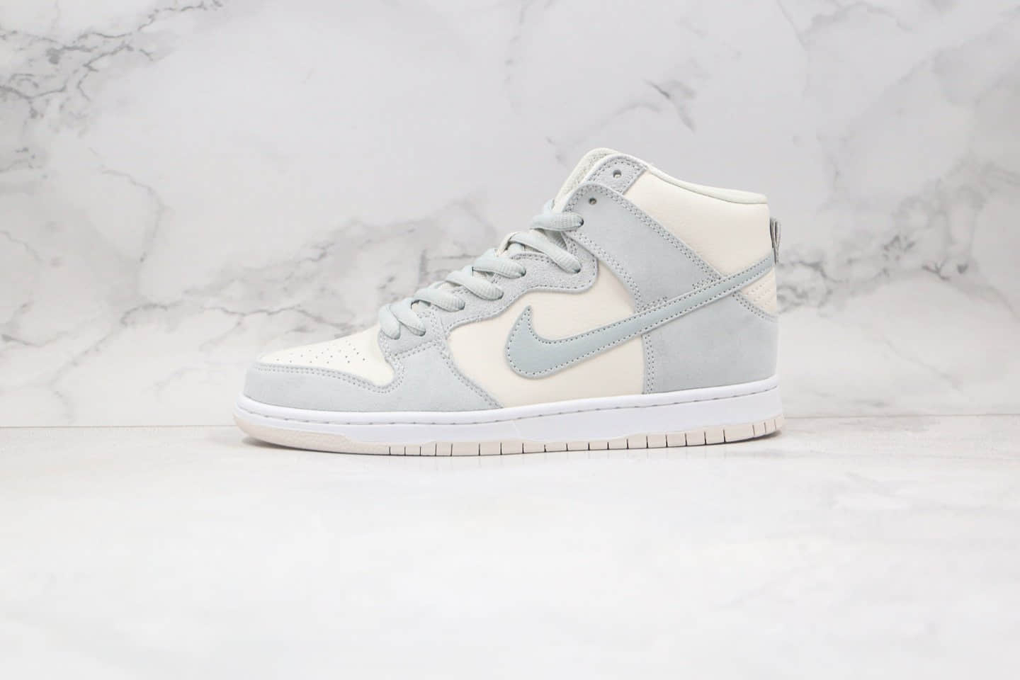 耐克Nike SB Dunk High纯原版本高帮SB休闲板鞋米白灰色内置气垫 (ID:56762) - 图片1