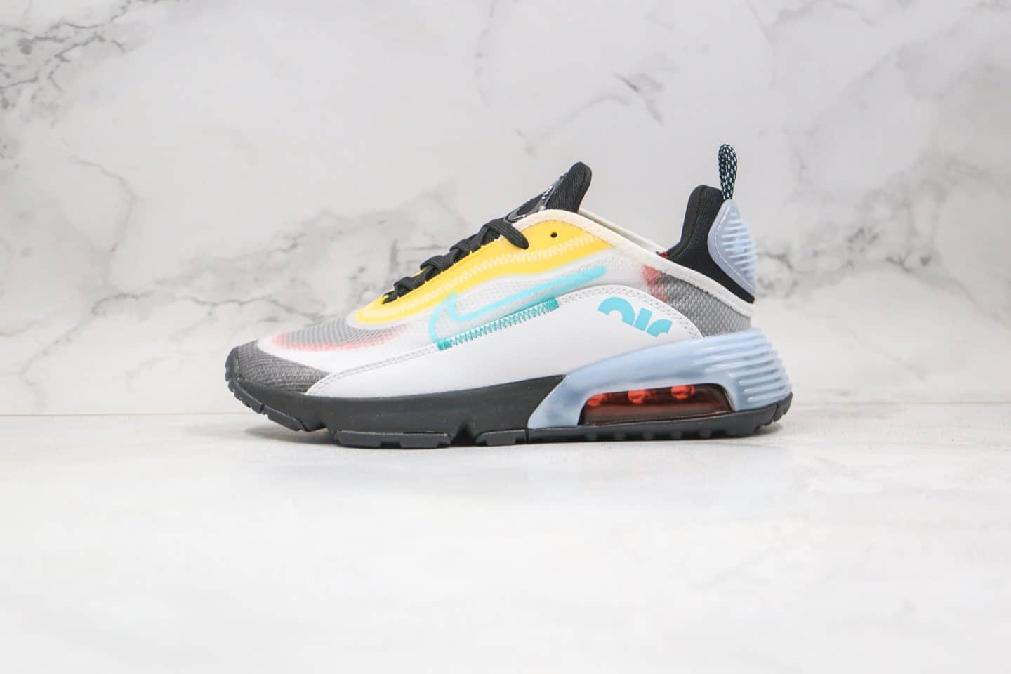 耐克Nike Air Max 2090纯原版本网纱气垫跑鞋白黄蓝色原标原盒 (ID:56786) - 图片1