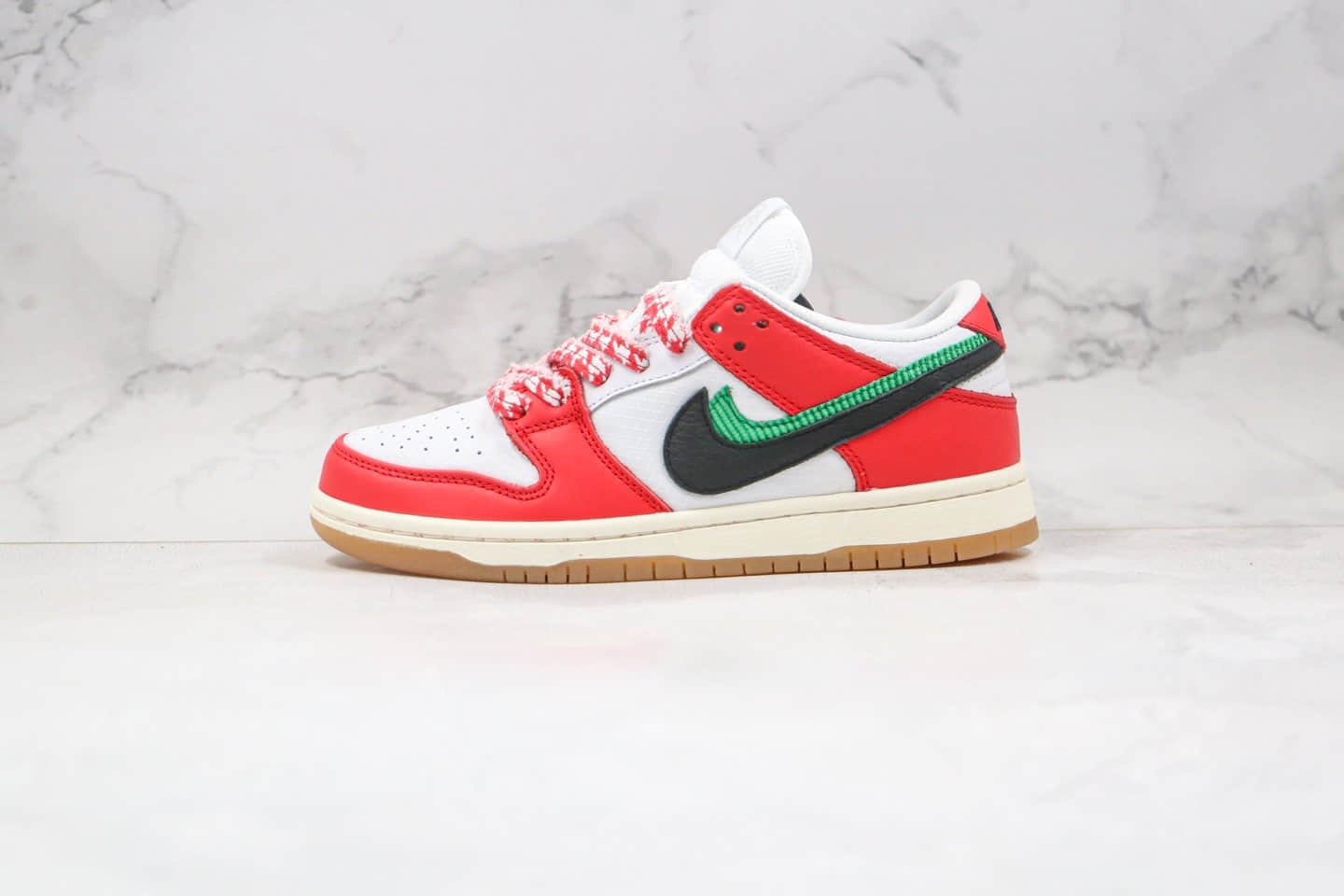 耐克Nike SB Dunk Low Habibi x Frame Skate联名款纯原版本低帮SB DUNK板鞋双钩白红色板鞋内置Zoom气垫原盒原标 (ID:56951) - 图片1