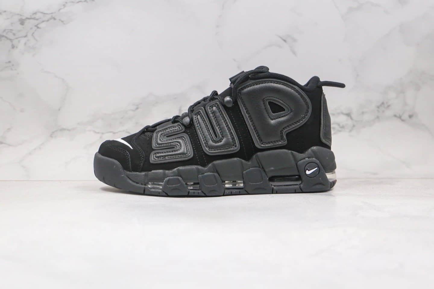 耐克Supreme x Nike Air More Uptempo纯原版本联名大Air皮蓬篮球鞋黑色原盒原标 (ID:56983) - 图片1