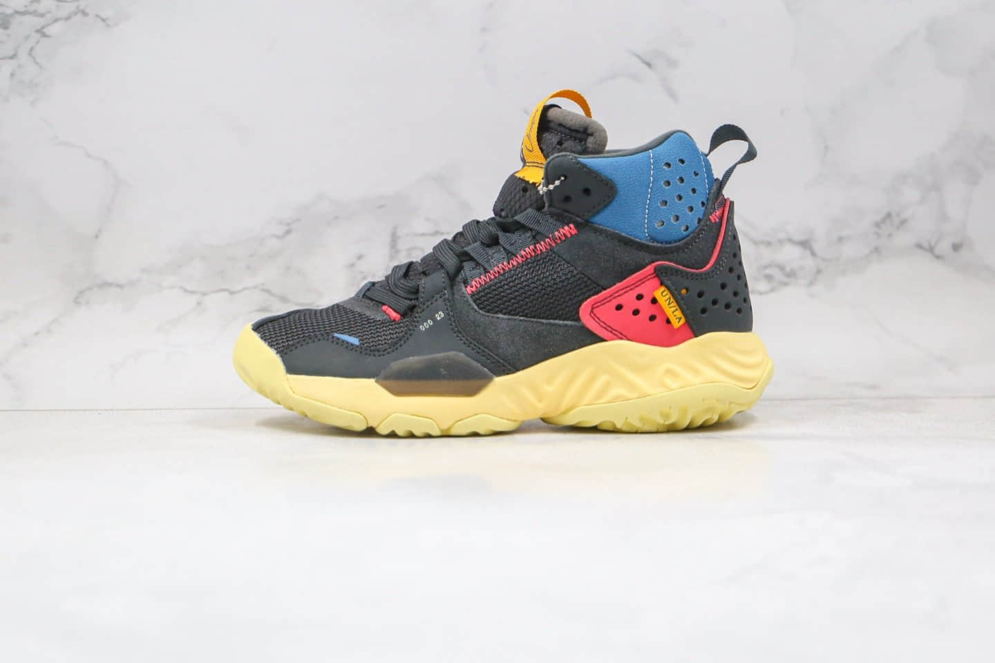 乔丹Air Jordan Delta React Mid Off Noir x Union LA联名款纯原版本机能代尔塔结构瑞亚泡面黑蓝黄色原盒原标原档案数据开发 (ID:57048) - 图片1