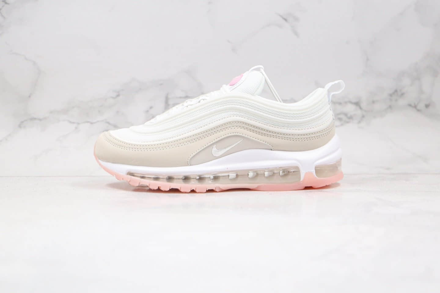 耐克Nike Air Max 97 GS纯原版本子弹气垫跑鞋米白粉色区别市面通货 (ID:58230) - 图片1