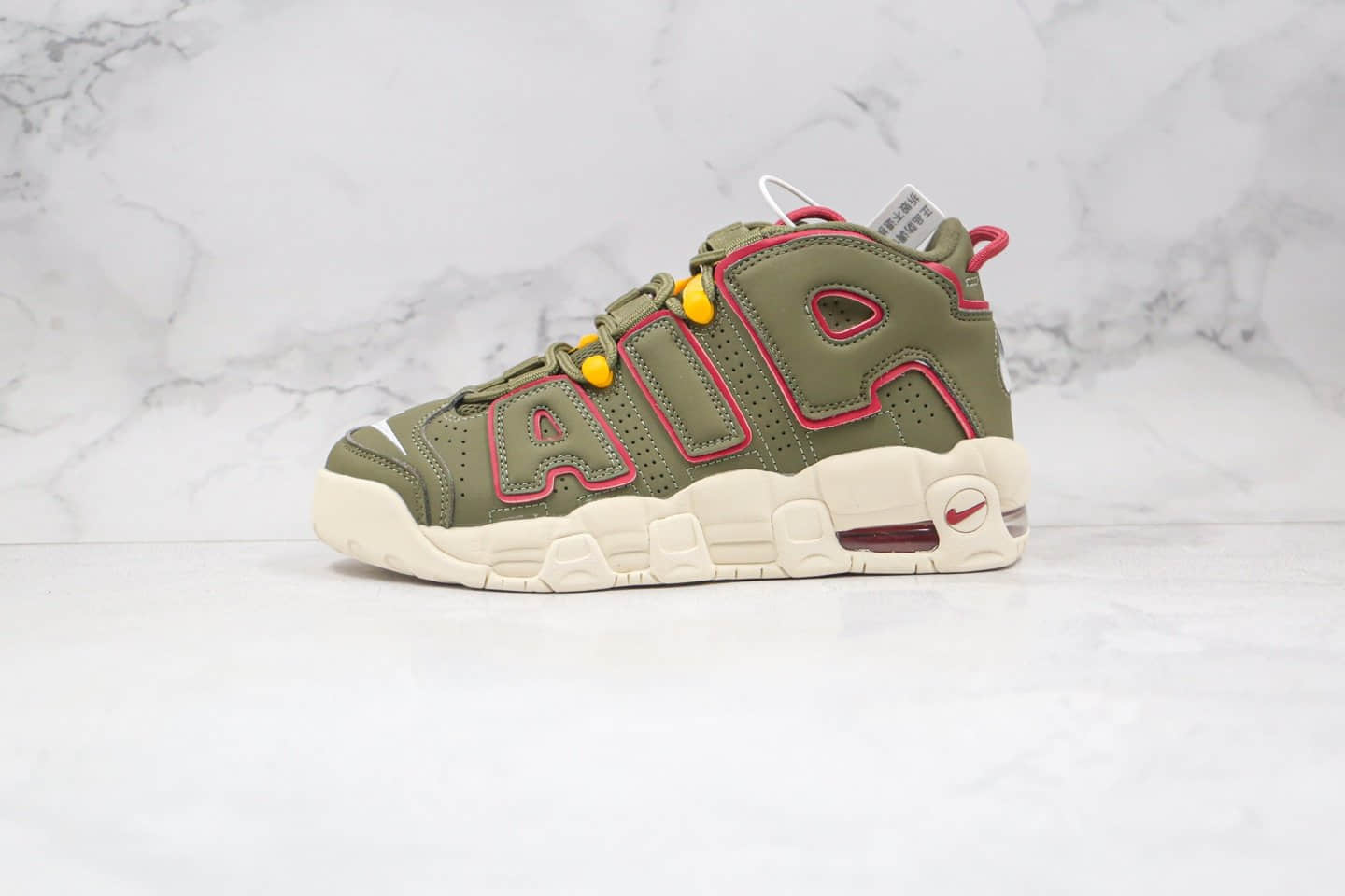 耐克Nike Air More Uptempo纯原版本大Air皮蓬篮球鞋橄榄绿内置气垫 (ID:58314) - 图片1