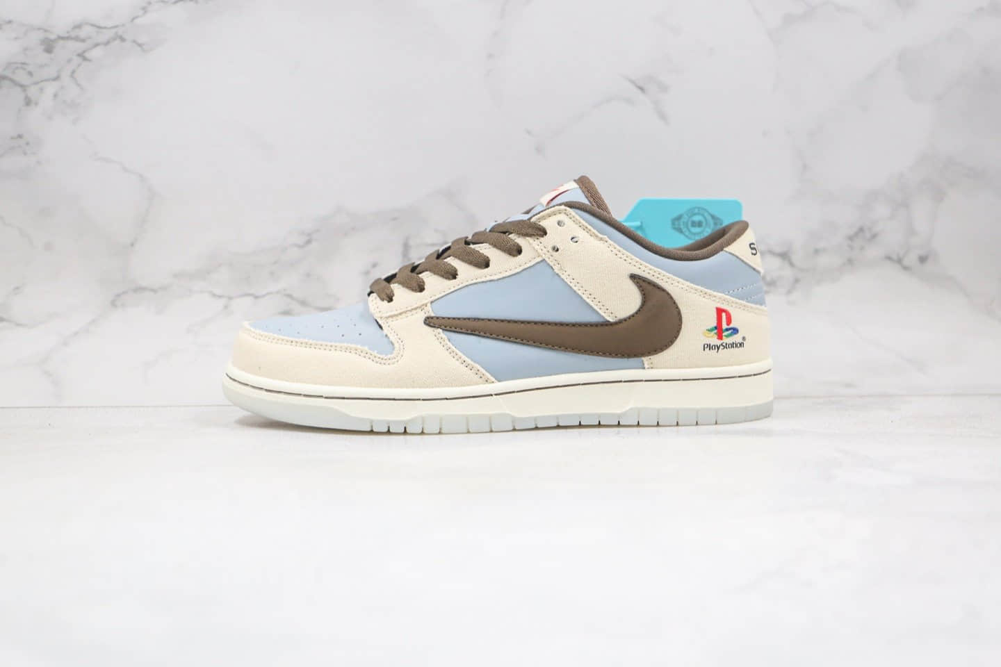 耐克Nike Dunk SB Low playstation纯原版本客制款索尼联名款低帮sb倒钩dunk米白蓝色板鞋原档案数据开发 (ID:59041) - 图片1