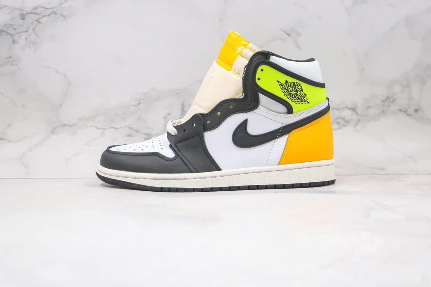 乔丹Air Jordan 1 Vlot Gold纯原版本高帮AJ1荧光绿黑黄色正确后跟定型 (ID:59154) - 图片1