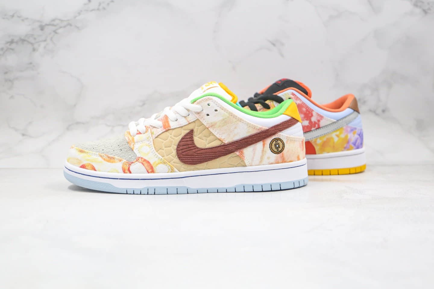 耐克Nike DUNK SB Low CNY纯原版本低帮SB DUNK中国新年限定扎染鸳鸯食拾文刺绣橙黄色板鞋内置Zoom气垫 (ID:59322) - 图片1