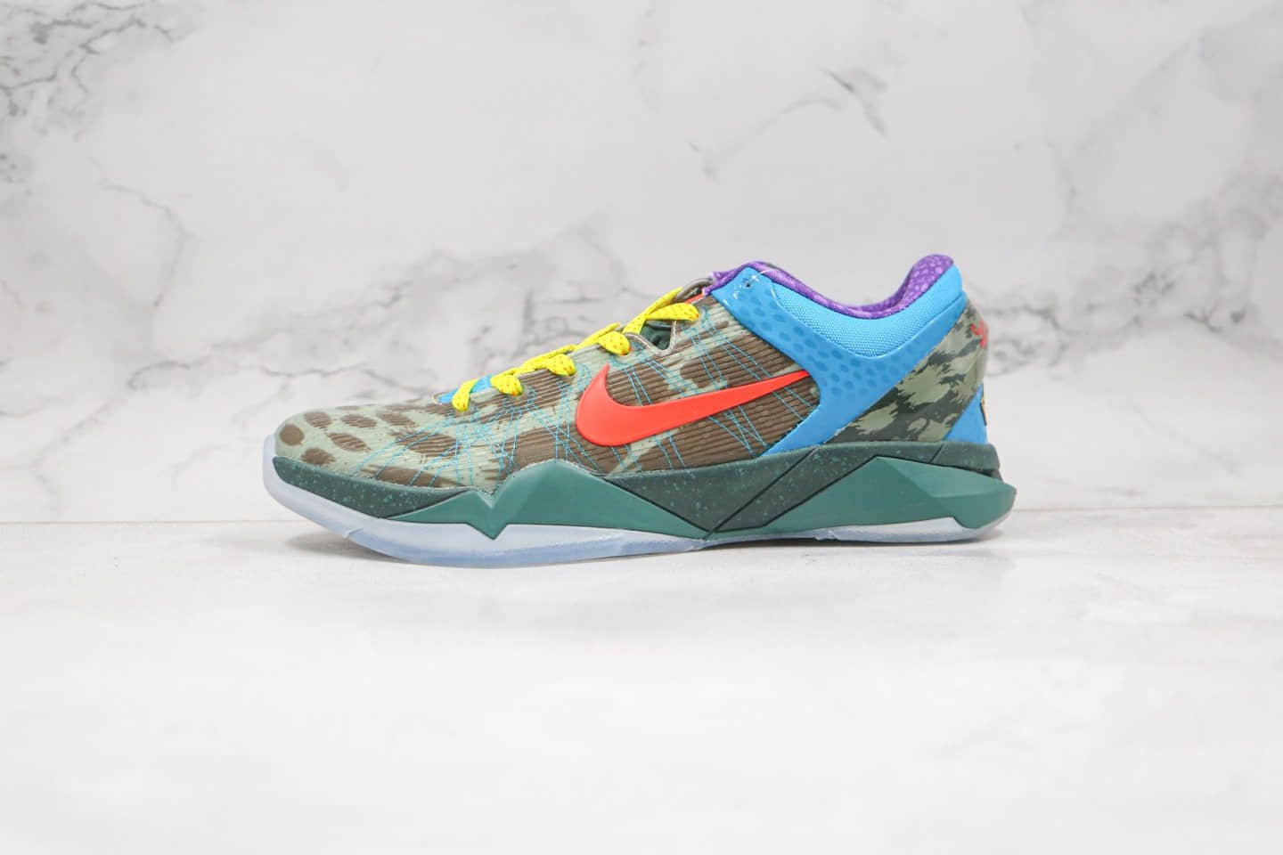 耐克Nike Zoom Kobe 7 Cheetah纯原版本科比7代迷彩绿橙色篮球鞋内置碳板气垫支持实战 (ID:59346) - 图片1