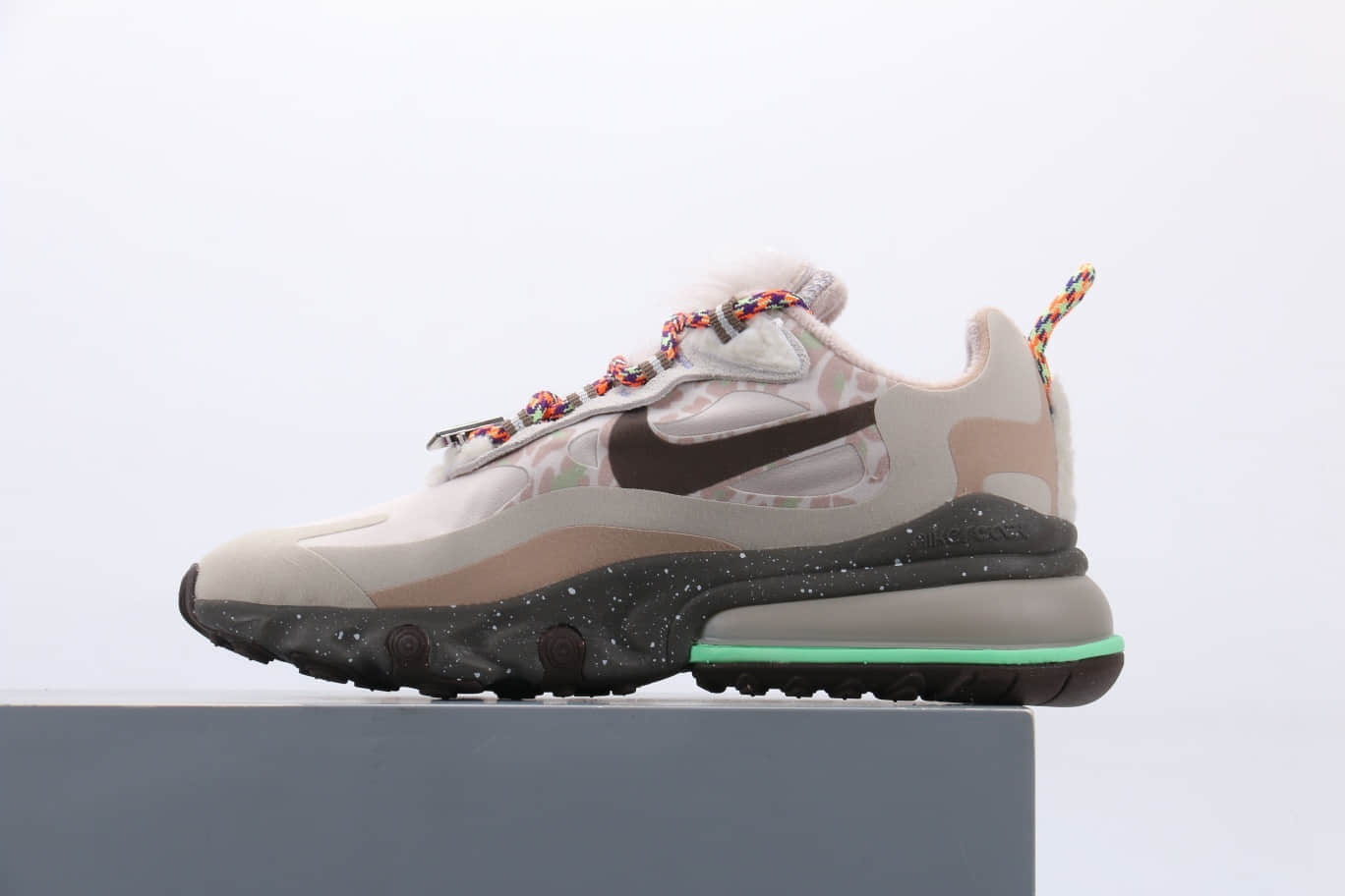 耐克Nike Air Max 270 React cq纯原版本机能半掌Max270珍珠七彩带鹅毛绒套装气垫鞋原档案数据开发 货号:DC3277-181