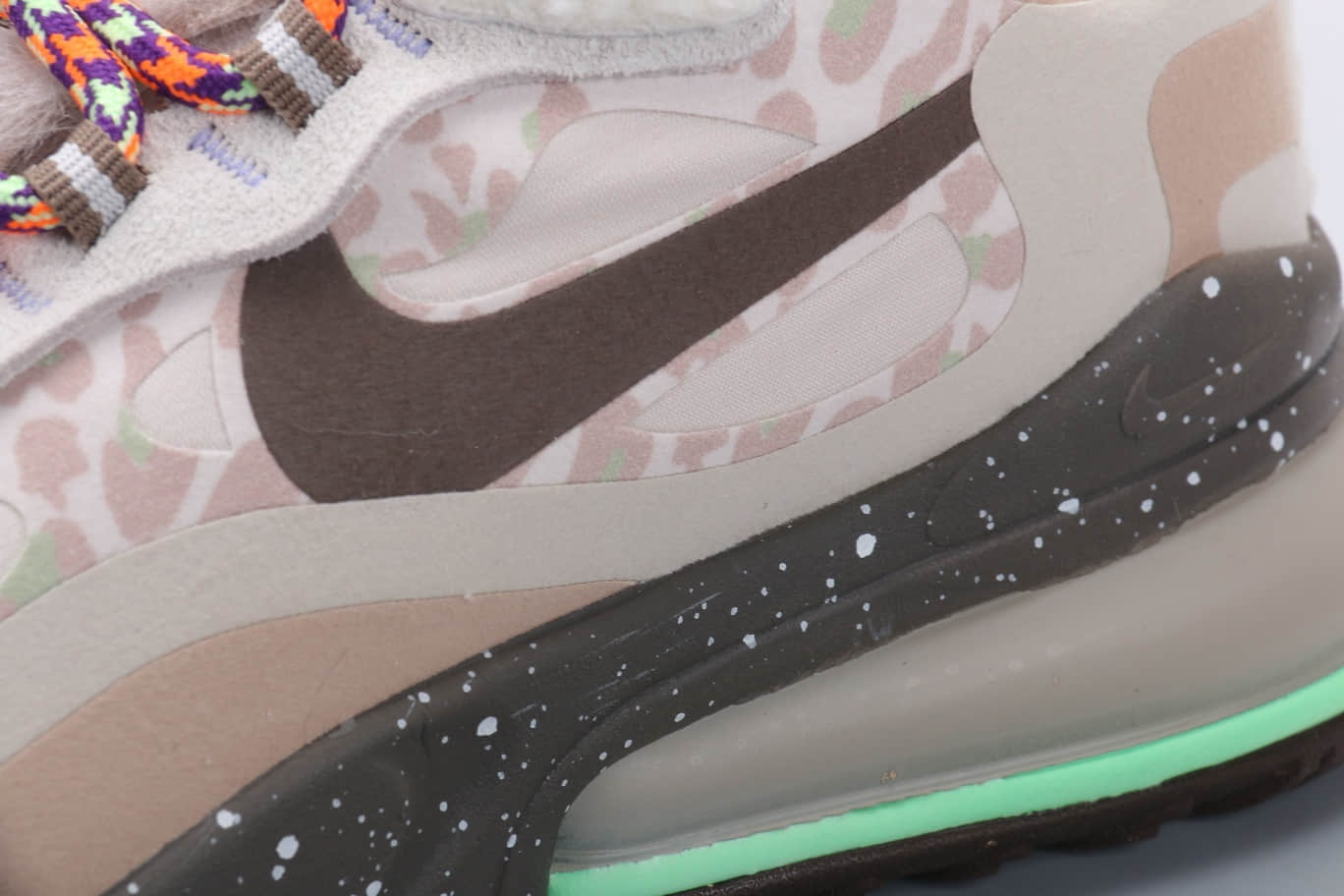 耐克Nike Air Max 270 React cq纯原版本机能半掌Max270珍珠七彩带鹅毛绒套装气垫鞋原档案数据开发 货号:DC3277-181